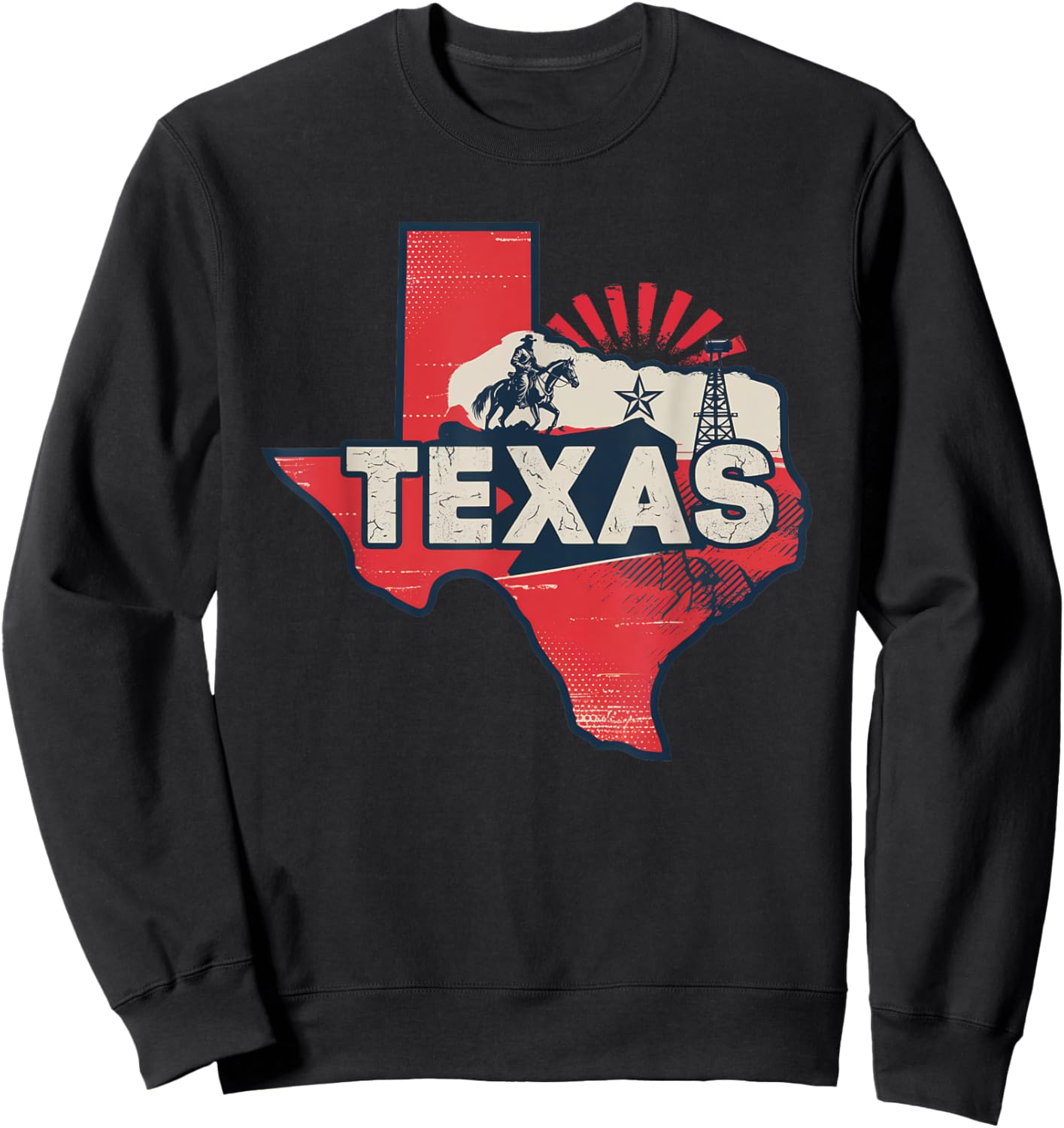 Texas State of Texas Retro Texas Sweatshirt - Sweatshirt | Black