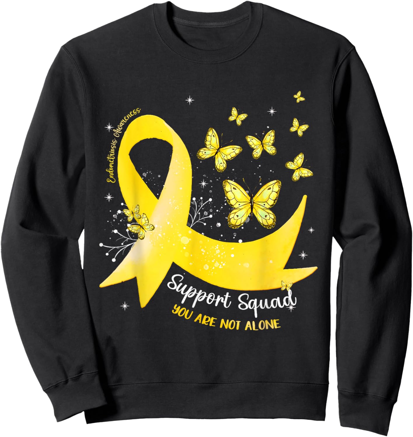 Support Squad Yellow Ribbon Endometriosis Awareness Sweatshirt - Sweatshirt | Black