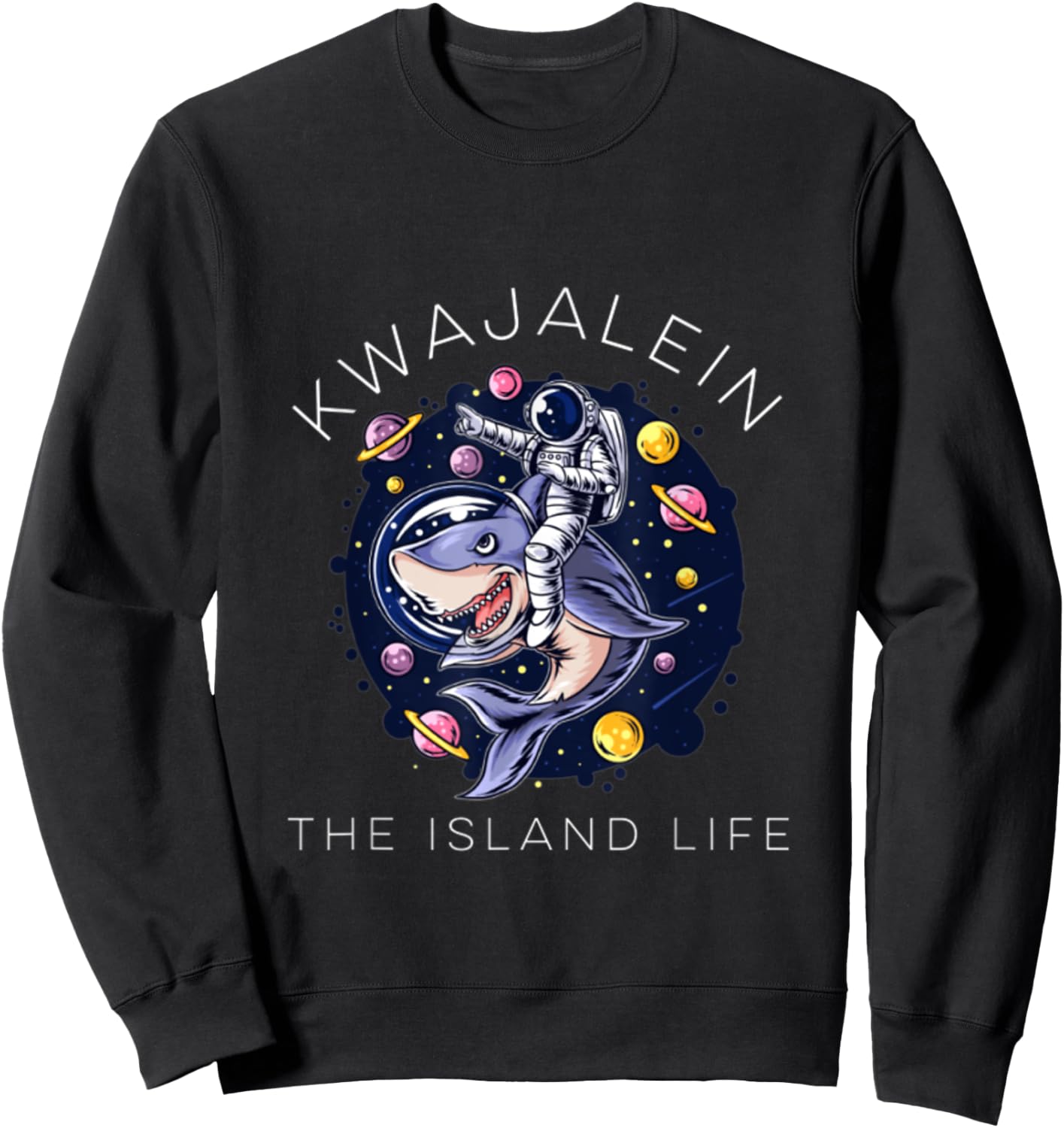 Kwajalein Marshall Islands Kwaj Shark Ocean Diving Moon Sweatshirt - Sweatshirt | Black