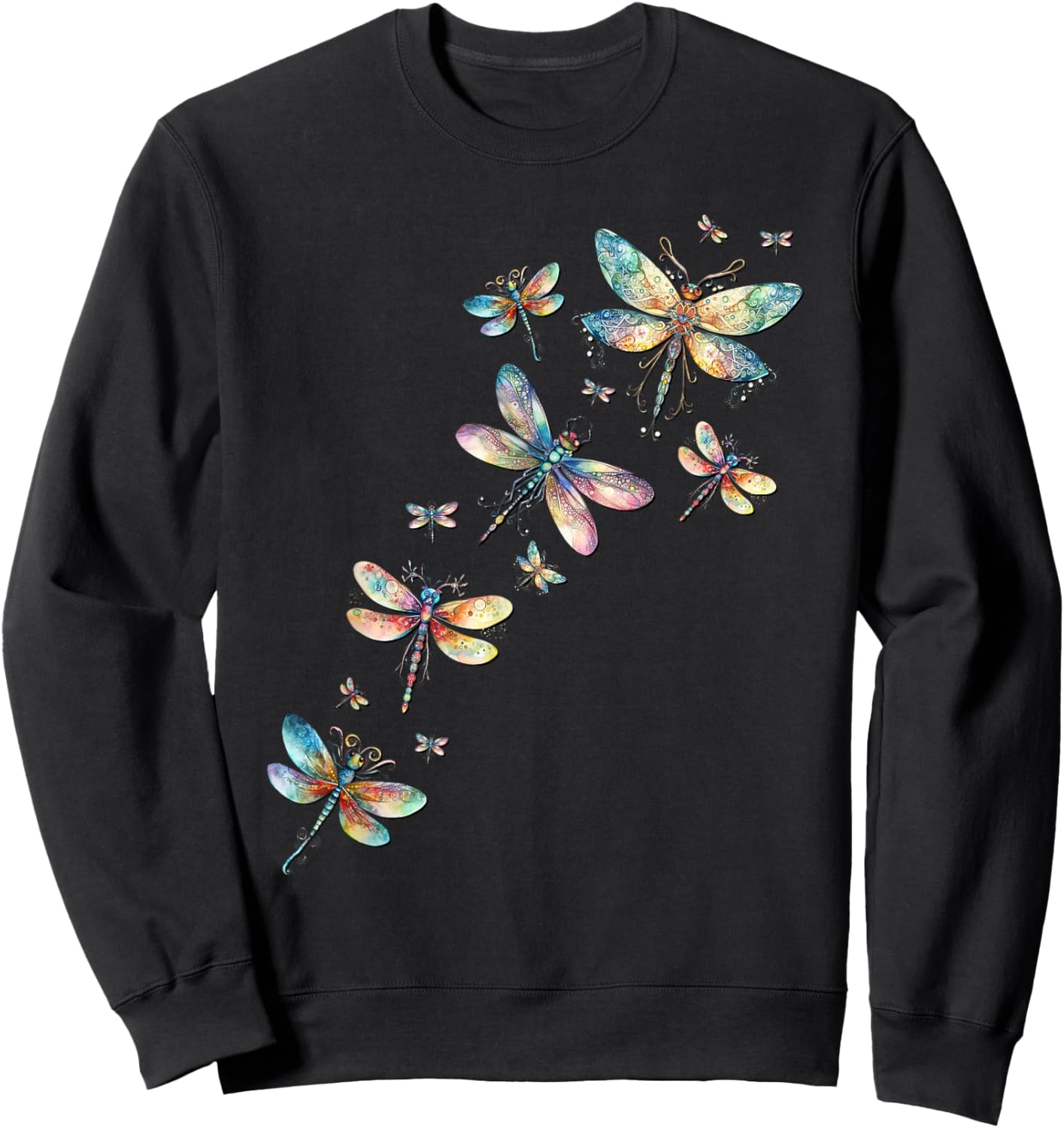 Unique Dragonfly Summer Graphic Purple Dragonfly Sweatshirt - Sweatshirt | Black