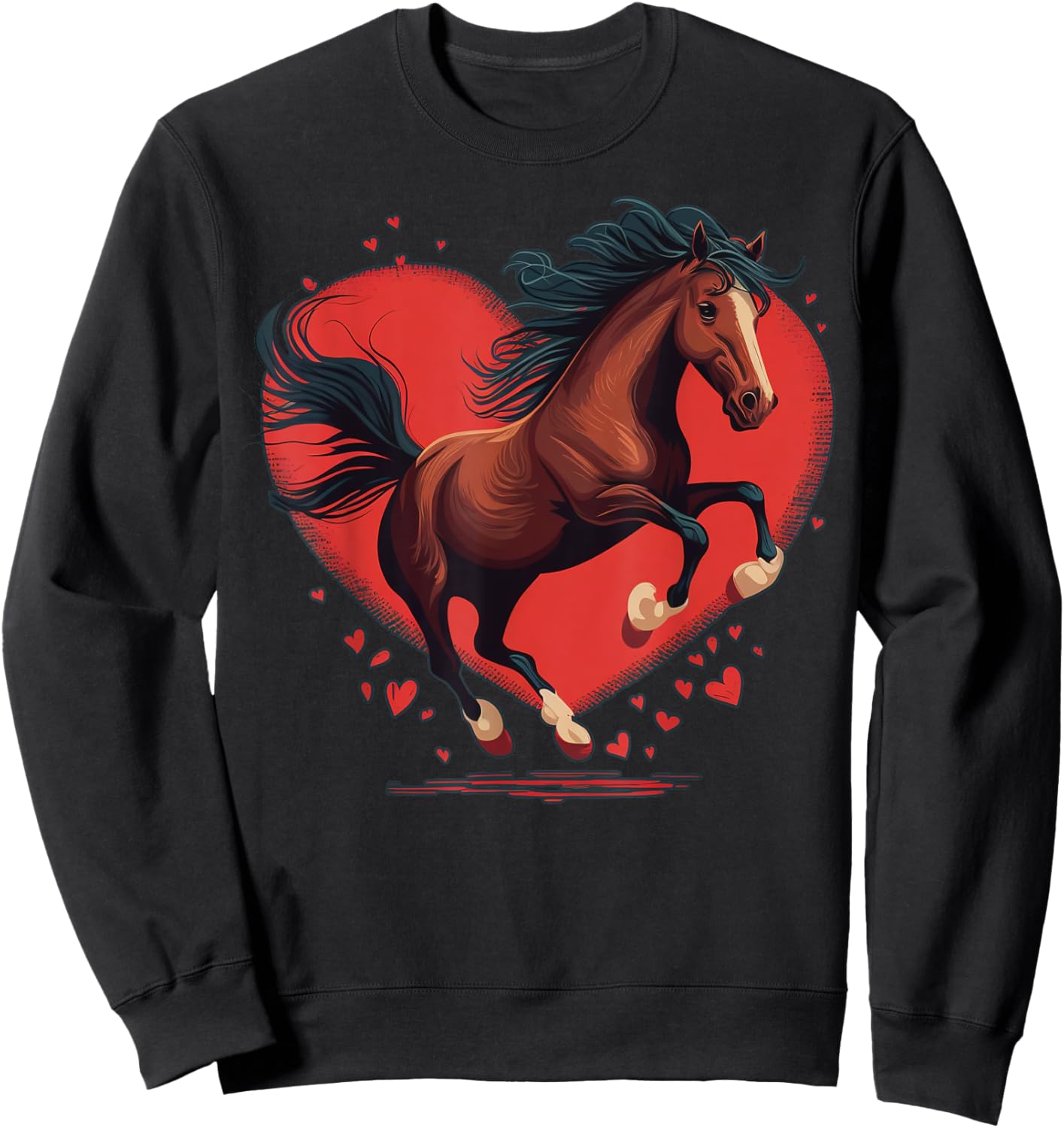 Horse Love Heart for Valentines Day on Horse Lover Sweatshirt - Sweatshirt | Black