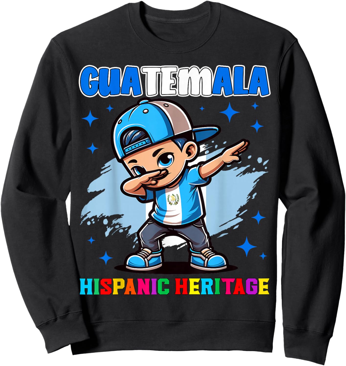 Guatemala Dabbing Kid Hispanic Heritage Celebration for Kids Sweatshirt - Sweatshirt | Black