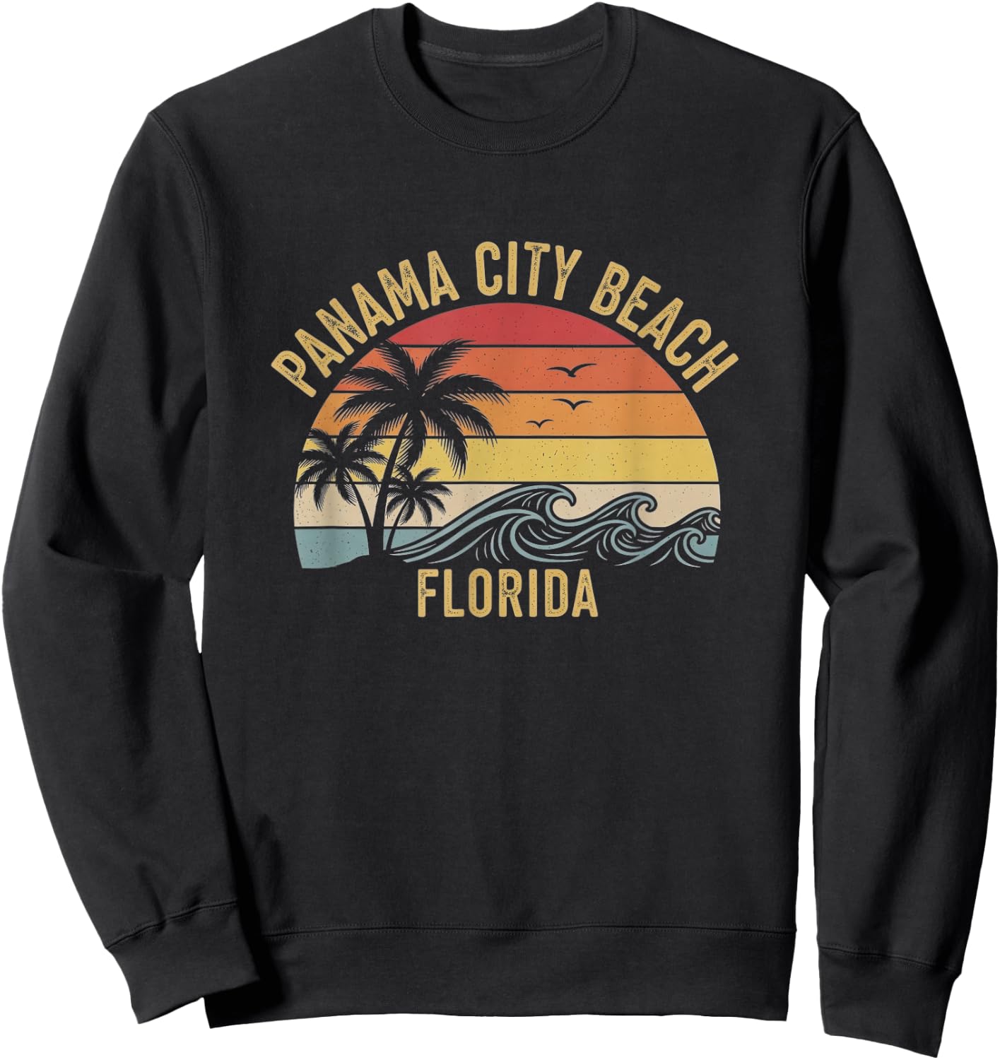 Retro Panama City Beach Florida Art Design Sweatshirt - Sweatshirt | Black