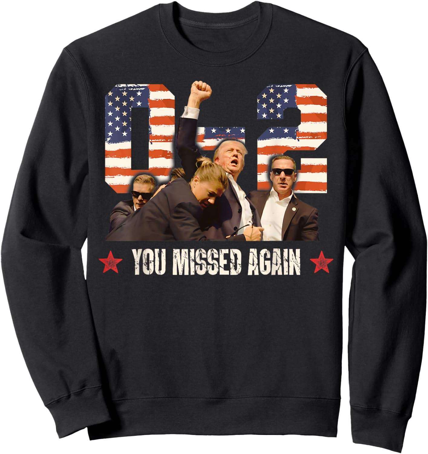 Trump 2024 You Missed Again 2 - 0 2nd Assassination Attempt Sweatshirt - Sweatshirt | Black