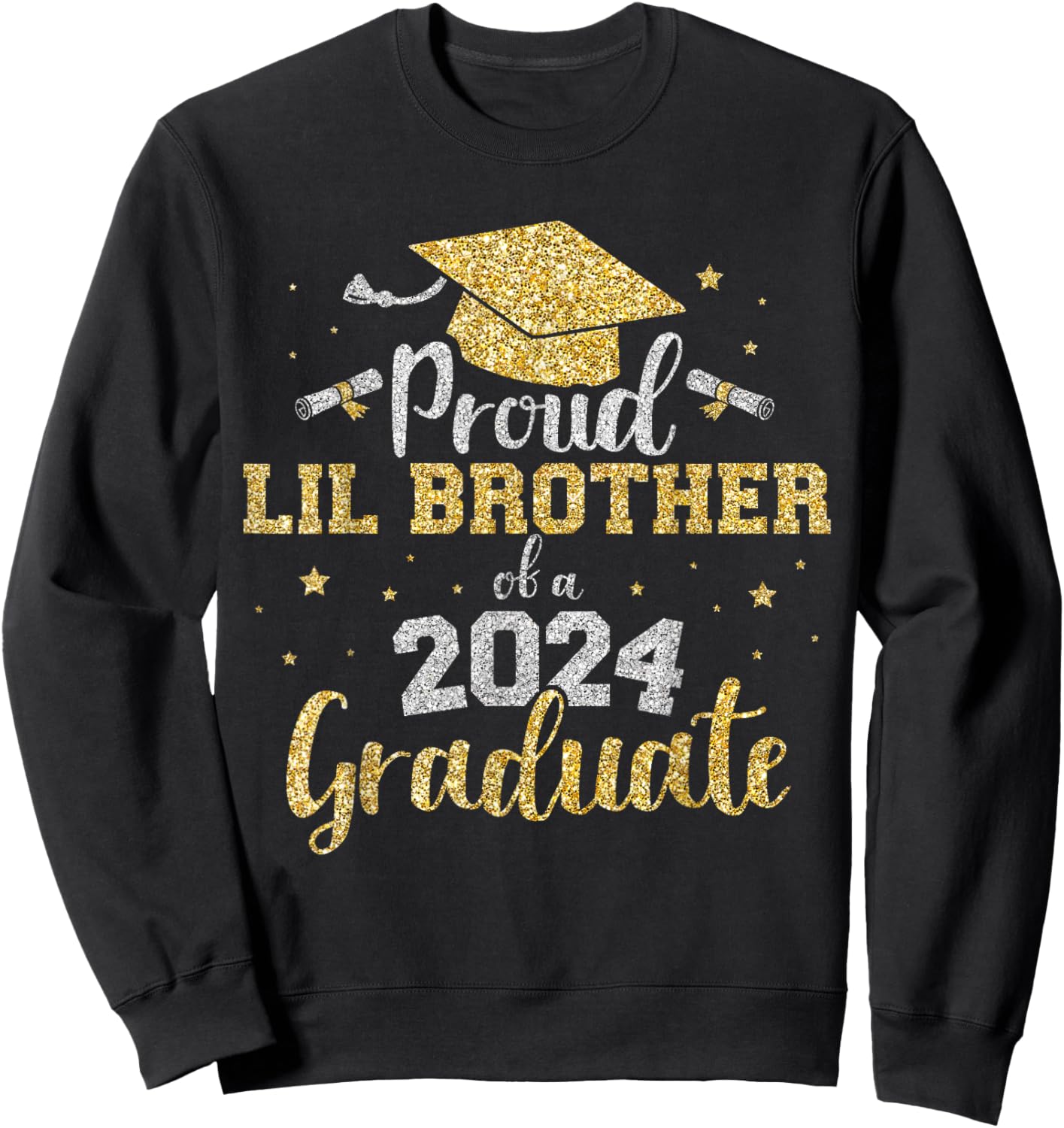 Proud lil brother class of 2024 graduate senior graduation Sweatshirt - Sweatshirt | Black