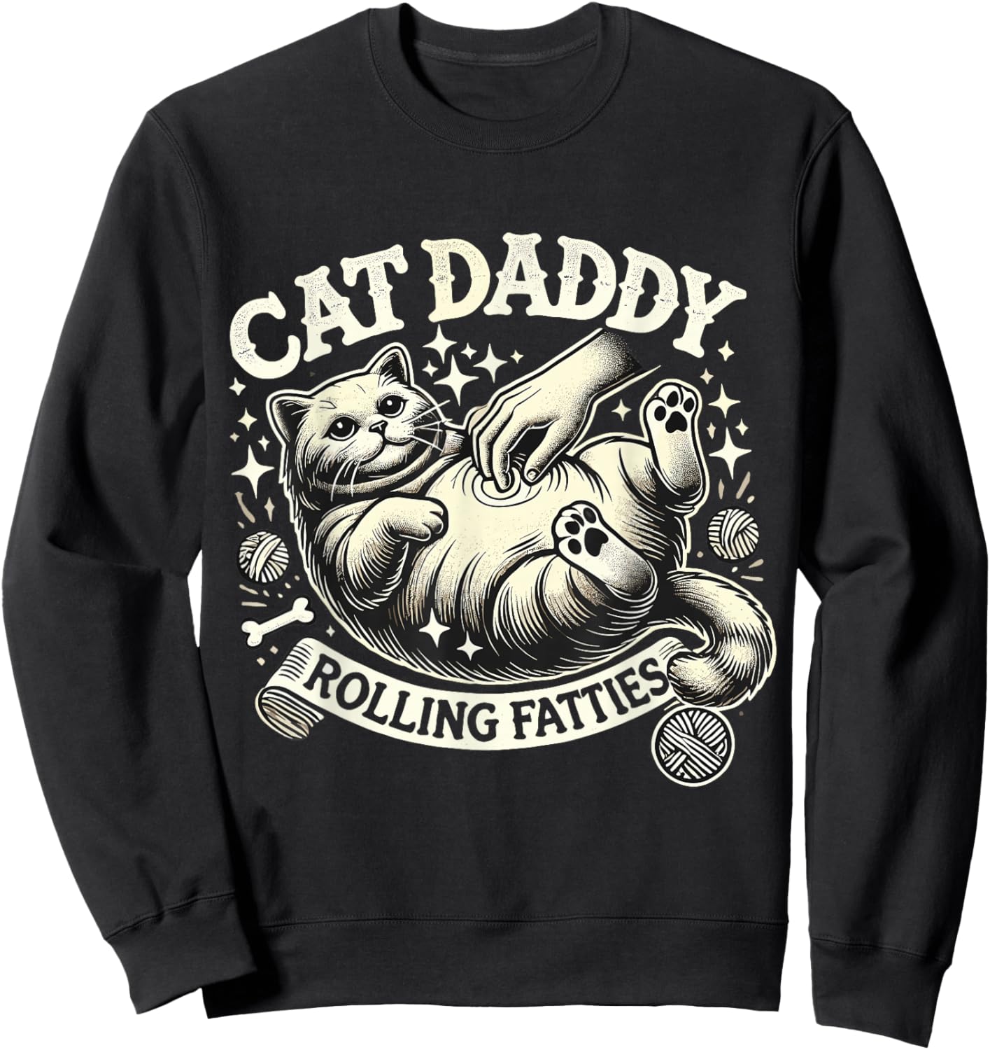 Rolling Fatties Cat Funny Cute Cat Lover Kitten Owner Kitty Sweatshirt - Sweatshirt | Black