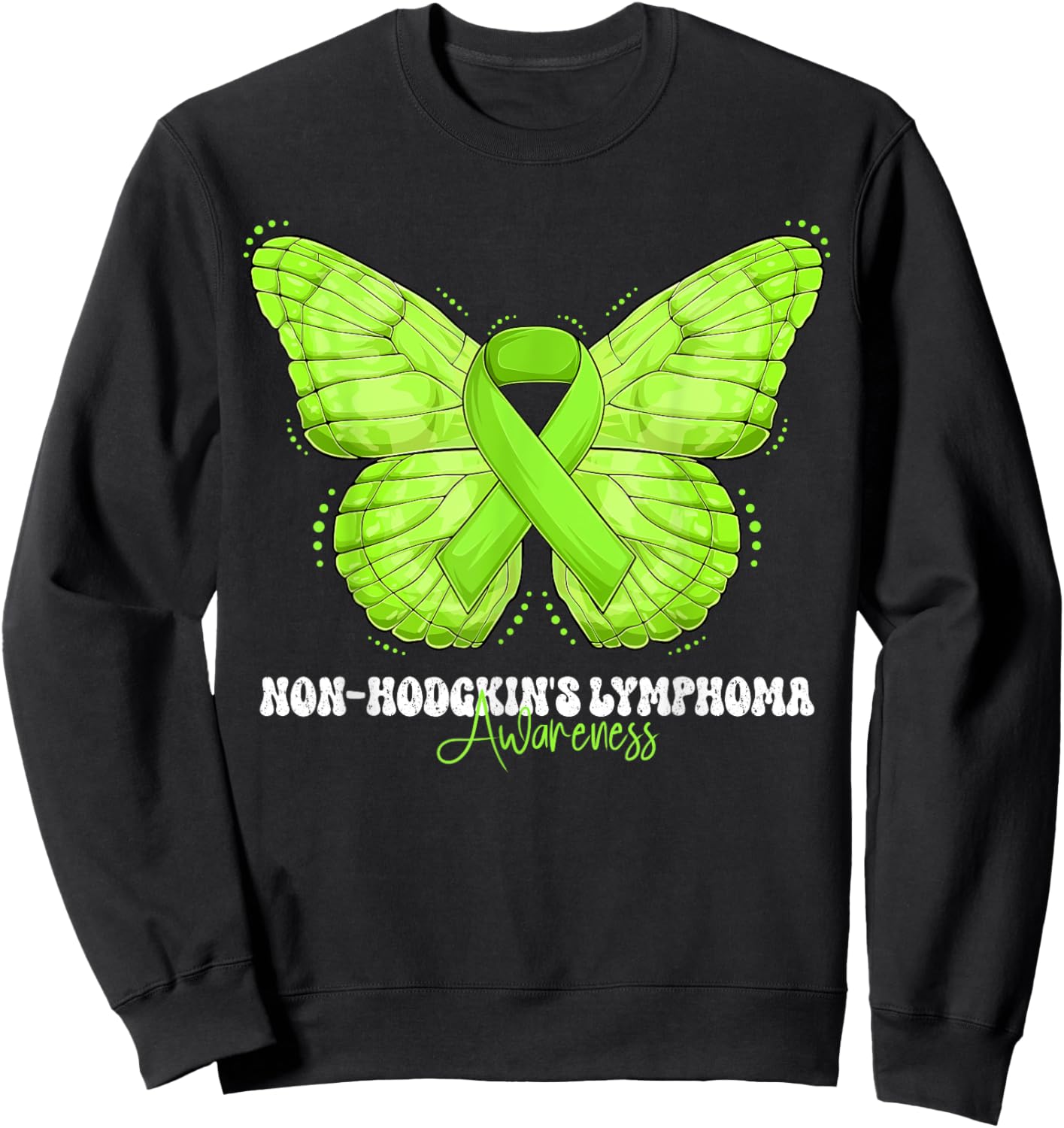 Non-Hodgkin's Lymphoma Awareness Month Lime Green Ribbon Sweatshirt - Sweatshirt | Black