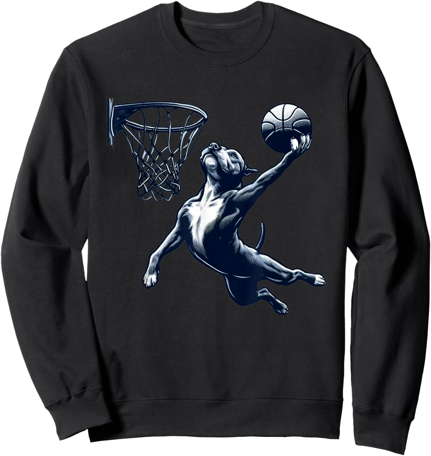 Pitbull Dunking Basketball Dog Playing Basketball Sports Sweatshirt - Sweatshirt | Black