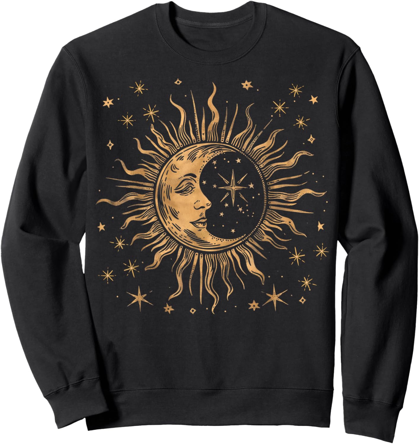 Vintage Festival Sonne Mond und Sterne, himmlisch, spirituell Sweatshirt - Sweatshirt | Black