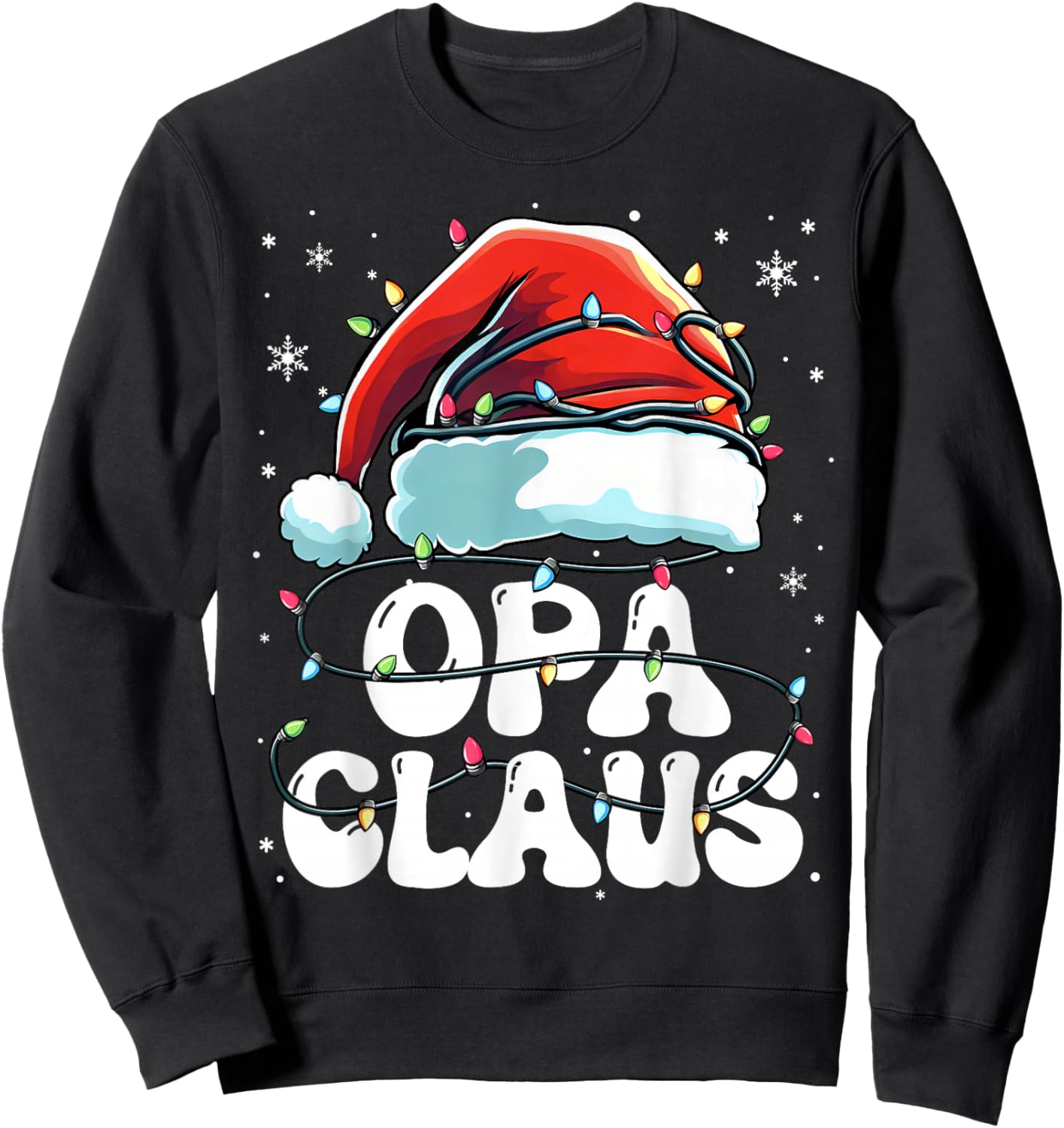 Groovy Opa Claus Christmas Lights Funny Family Xmas Pajama Sweatshirt - Sweatshirt | Black