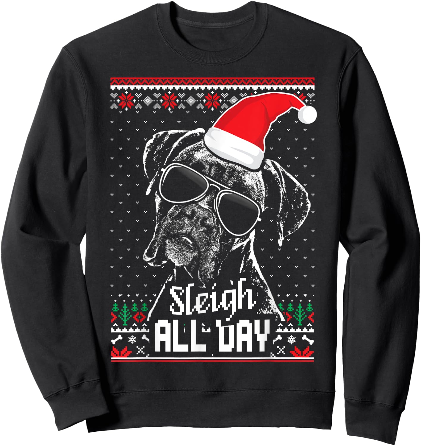 Sleigh all Day Funny Boxer Dog Christmas Women Sweatshirt - Sweatshirt | Black