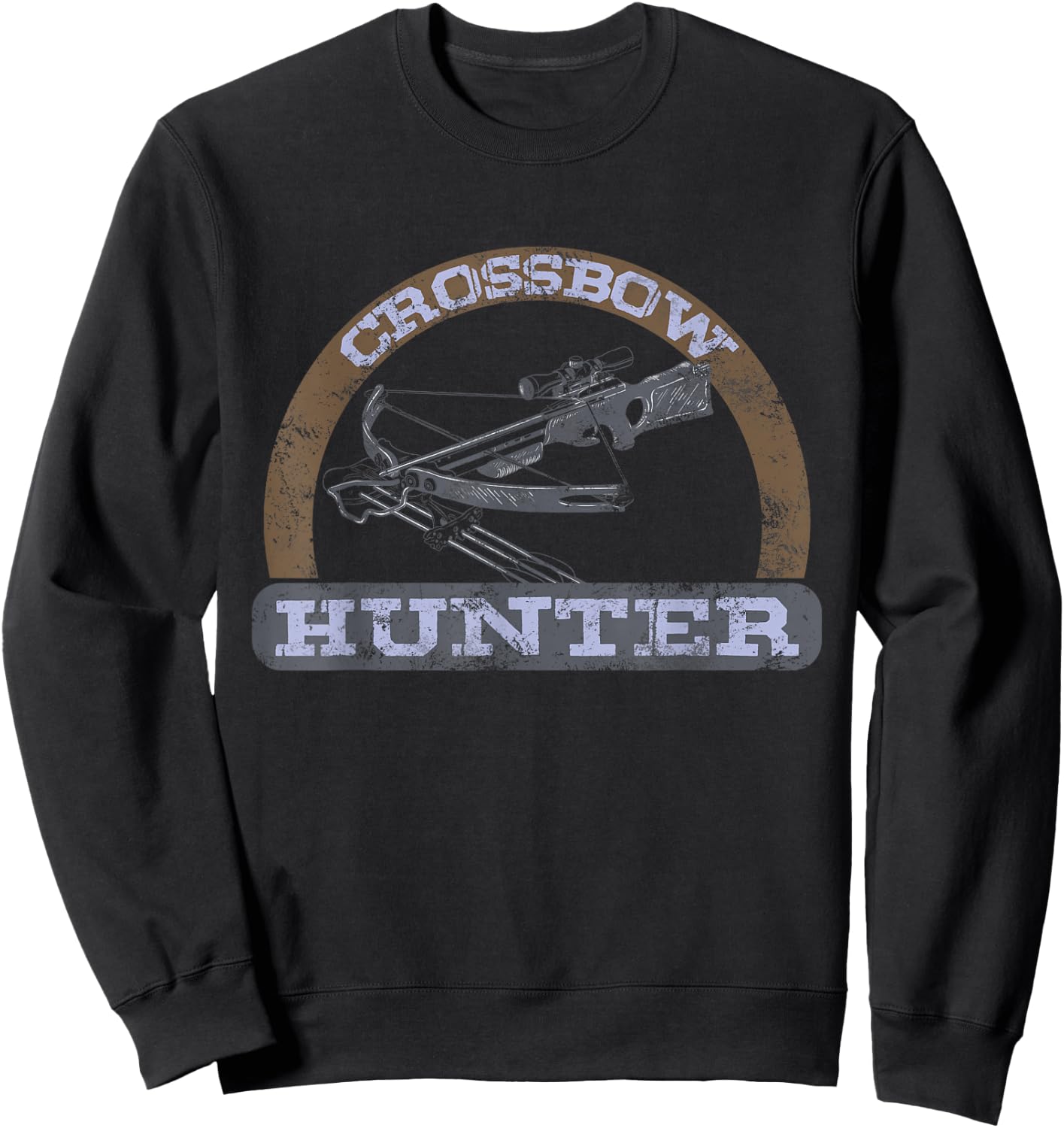 Crossbow Hunting Faded Distressed Retro Look Archery Sweatshirt - Sweatshirt | Black