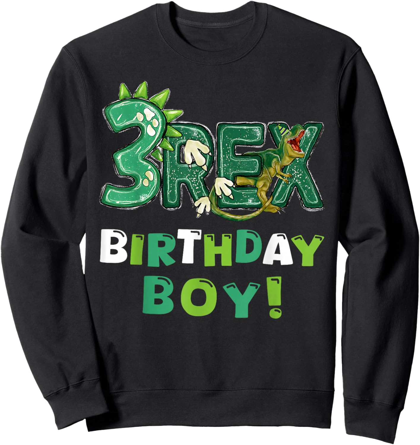 Three Rex 3rd Birthday Third Dinosaur 3 Year Old Sweatshirt - Sweatshirt | Black