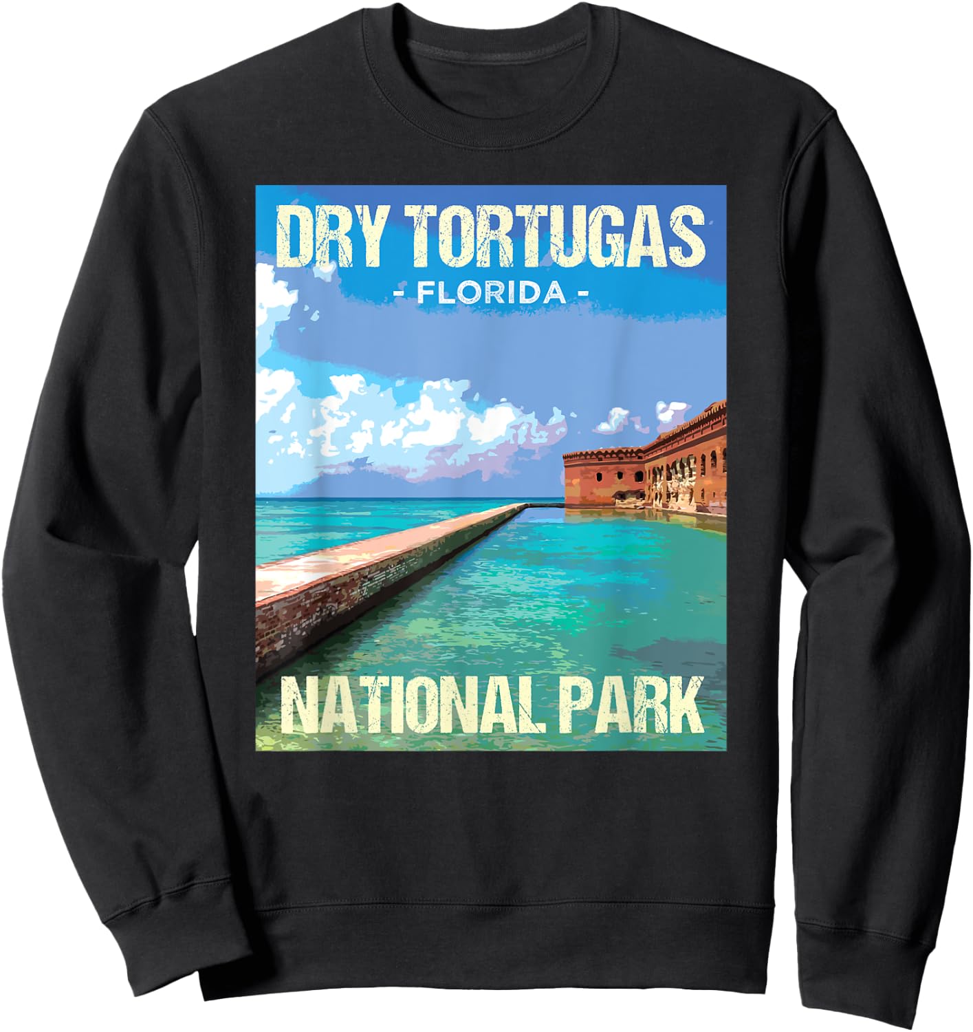 Dry Tortugas National Park Florida Poster Design Sweatshirt - Sweatshirt | Black