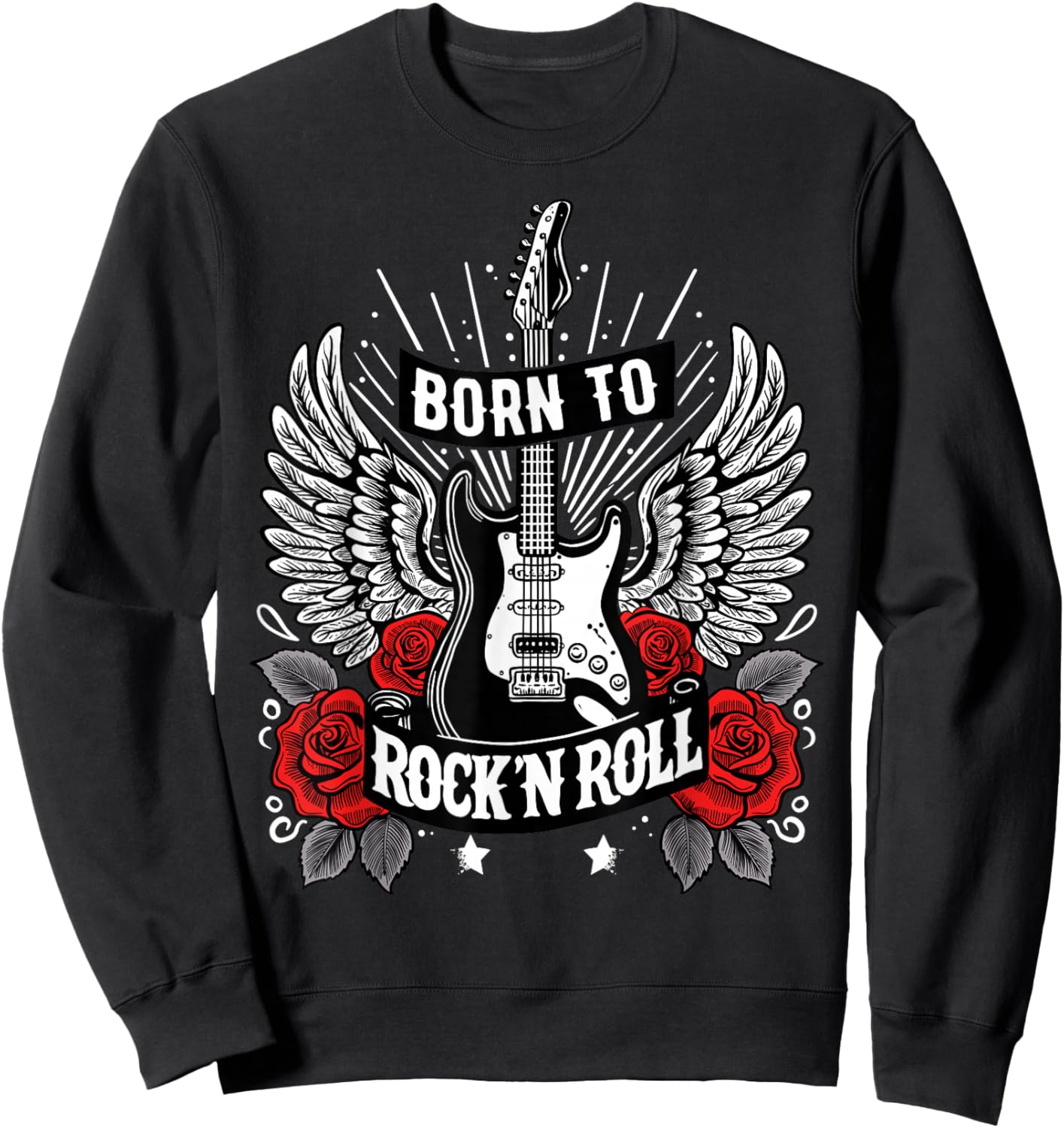 Born To Rock Lets Rock Vintage-Retro-Rock&Roll-Rockkonzert Sweatshirt - Sweatshirt | Black