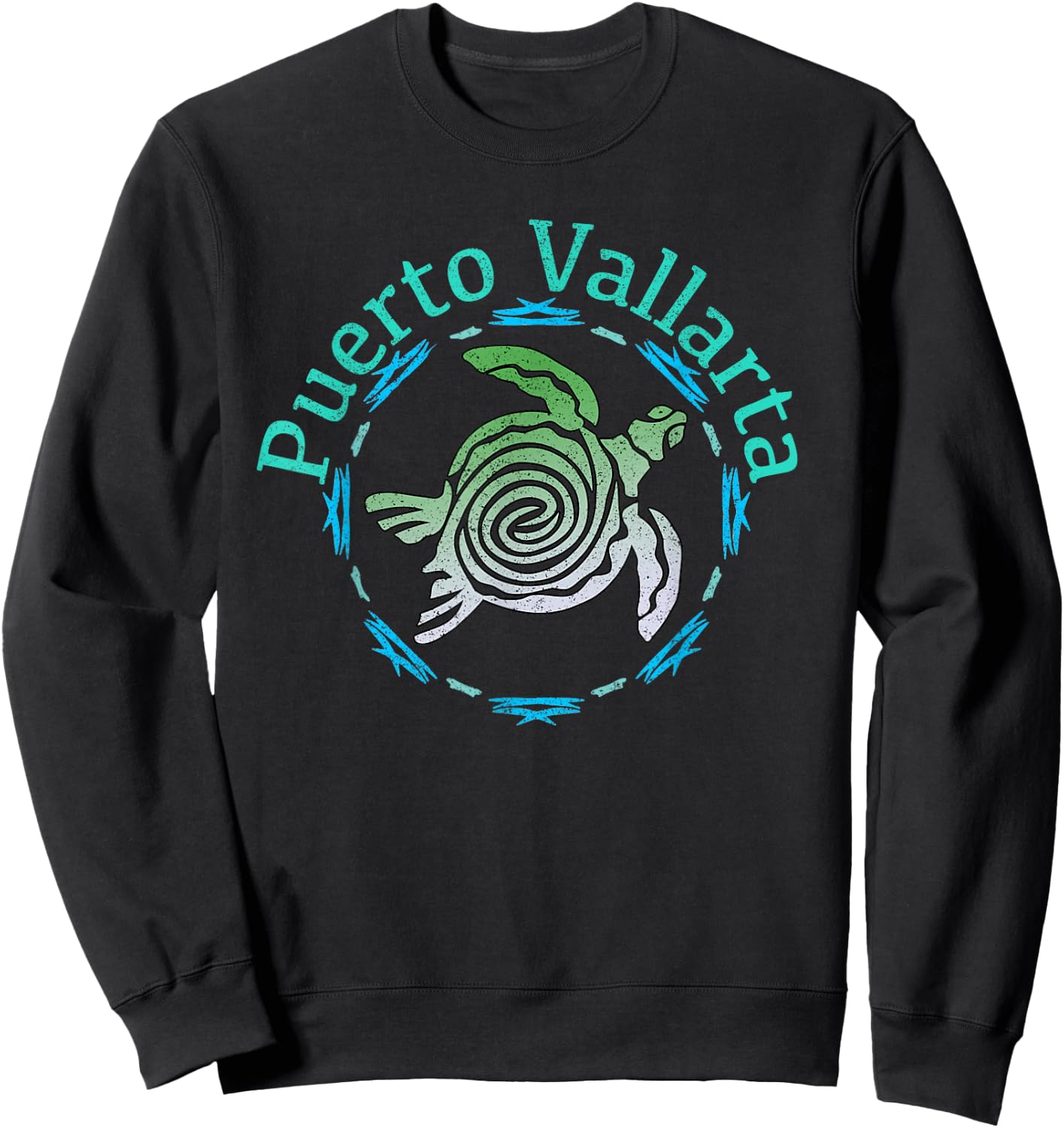 Puerto Vallarta Vintage Tribal Turtle Sweatshirt - Sweatshirt | Black