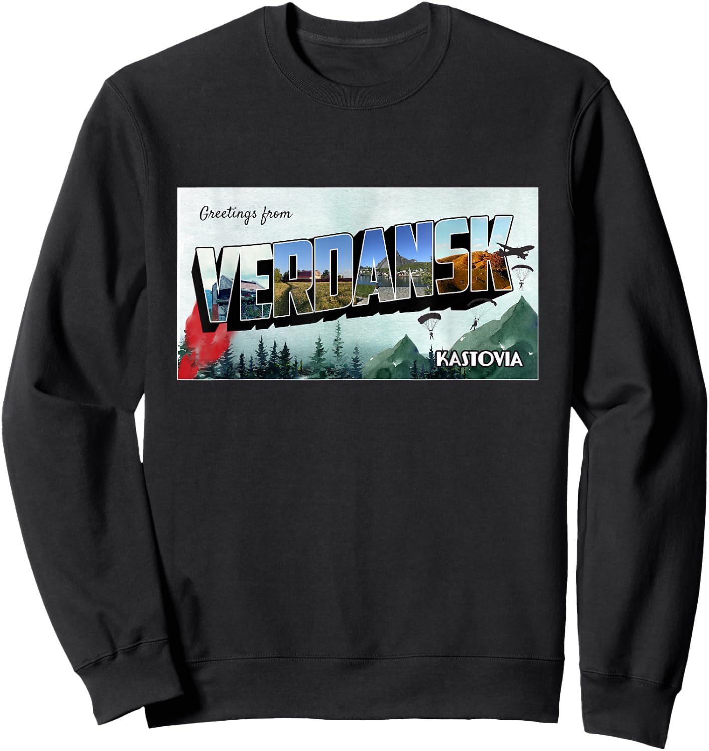 Warzone Gaming in Verdansk for crews & gamers - Men's Black Modern - Small - Short Sleeve - Crew Collar - Straight Hemline - Cotton 65%, Polyester 35% Sweatshirt - Sweatshirt | Black