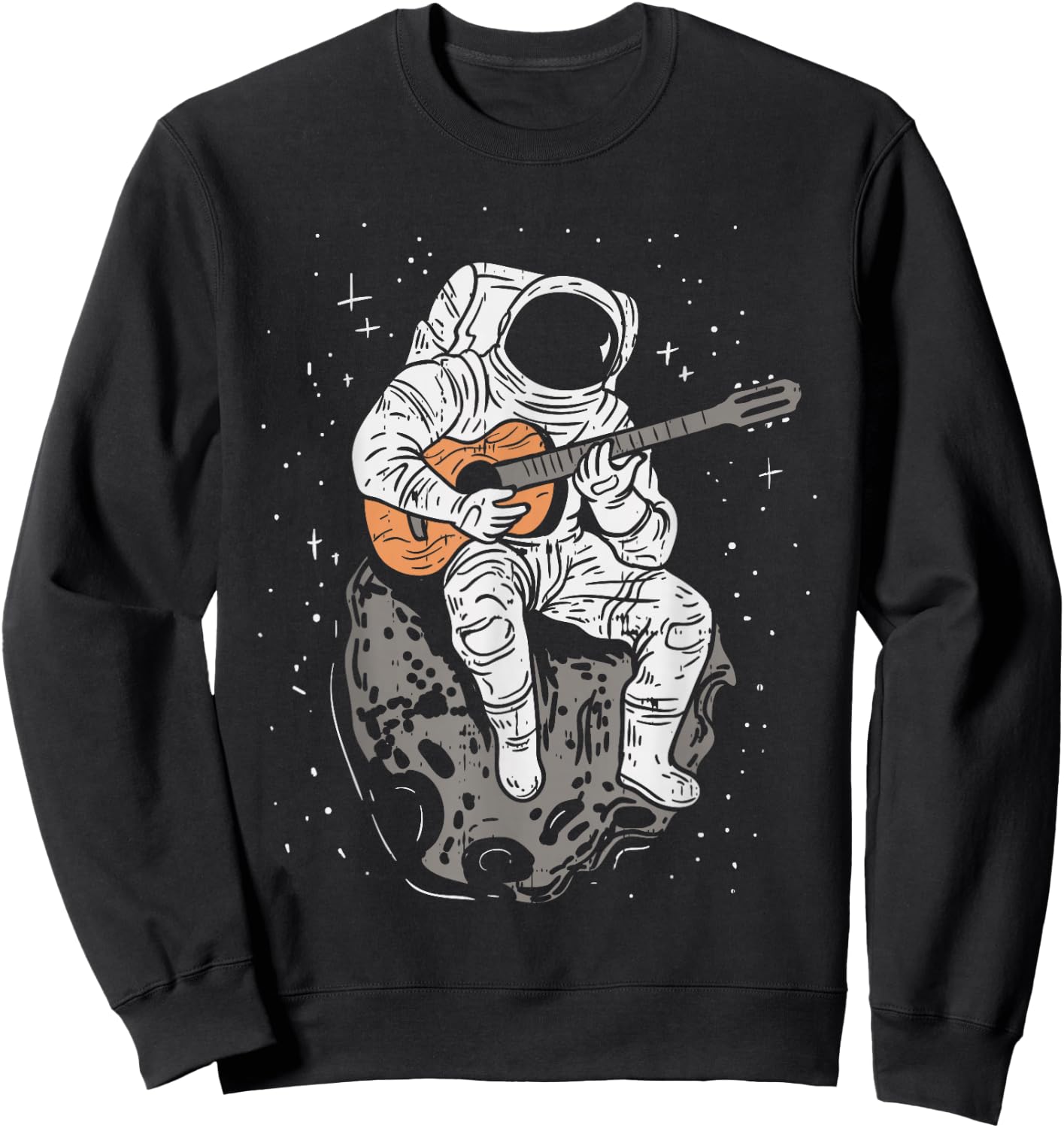 Astronaut Playin Guitar Shirt Galaxy Spaceman Guitarist Gift Sweatshirt - Sweatshirt | Black