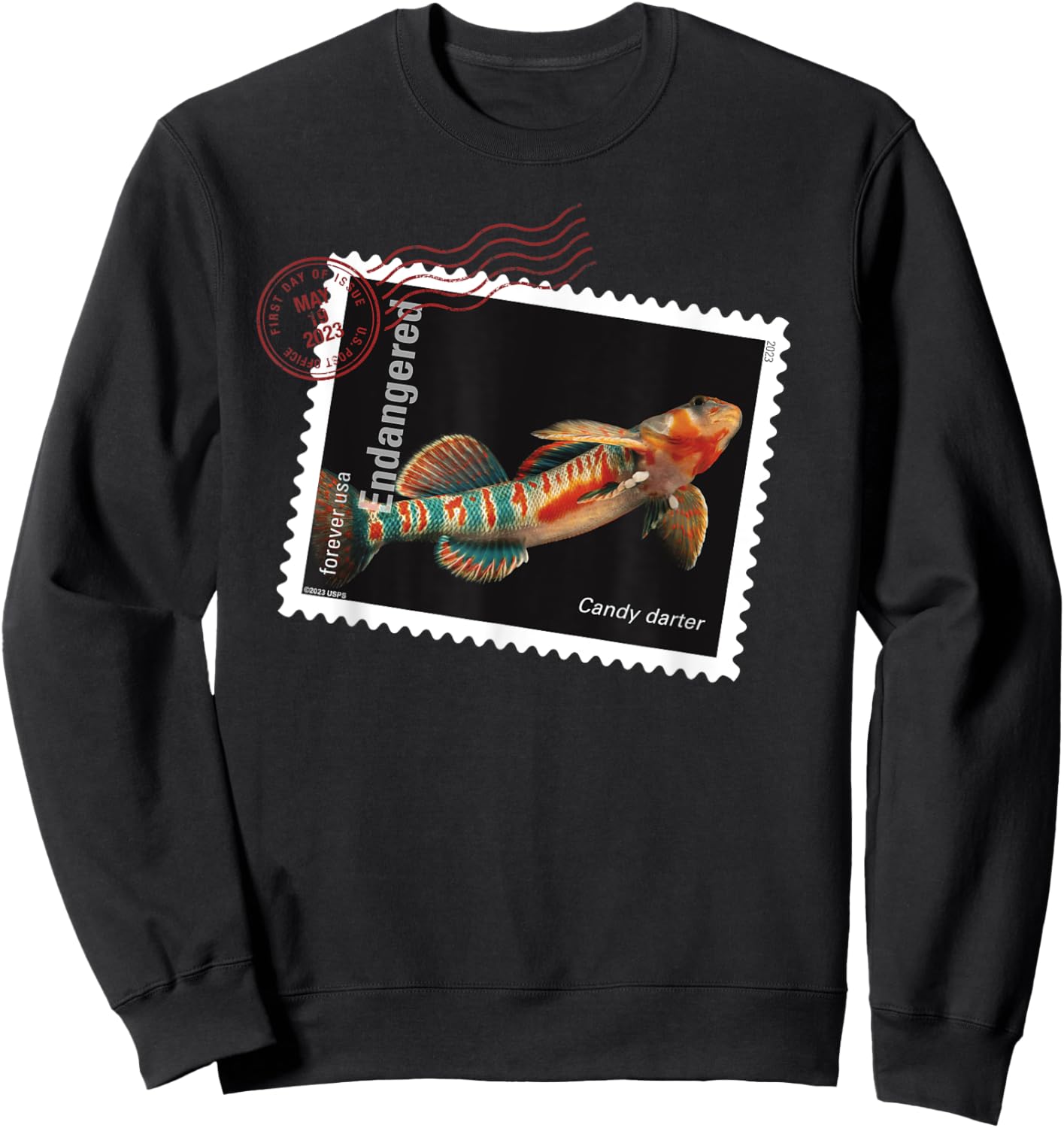 USPS Endangered Species Candy Darter Postmark Sweatshirt - Sweatshirt | Black