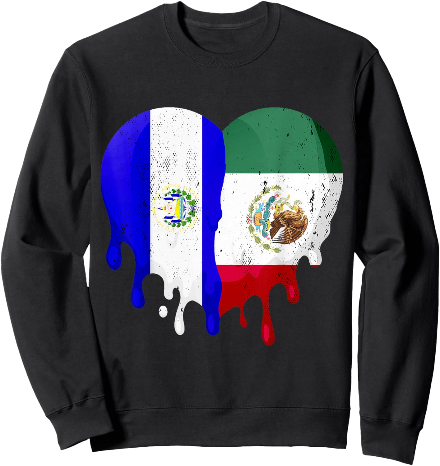 El Salvador Mexico Flag Heart Citizen Grown Patriot Country Sweatshirt - Sweatshirt | Black