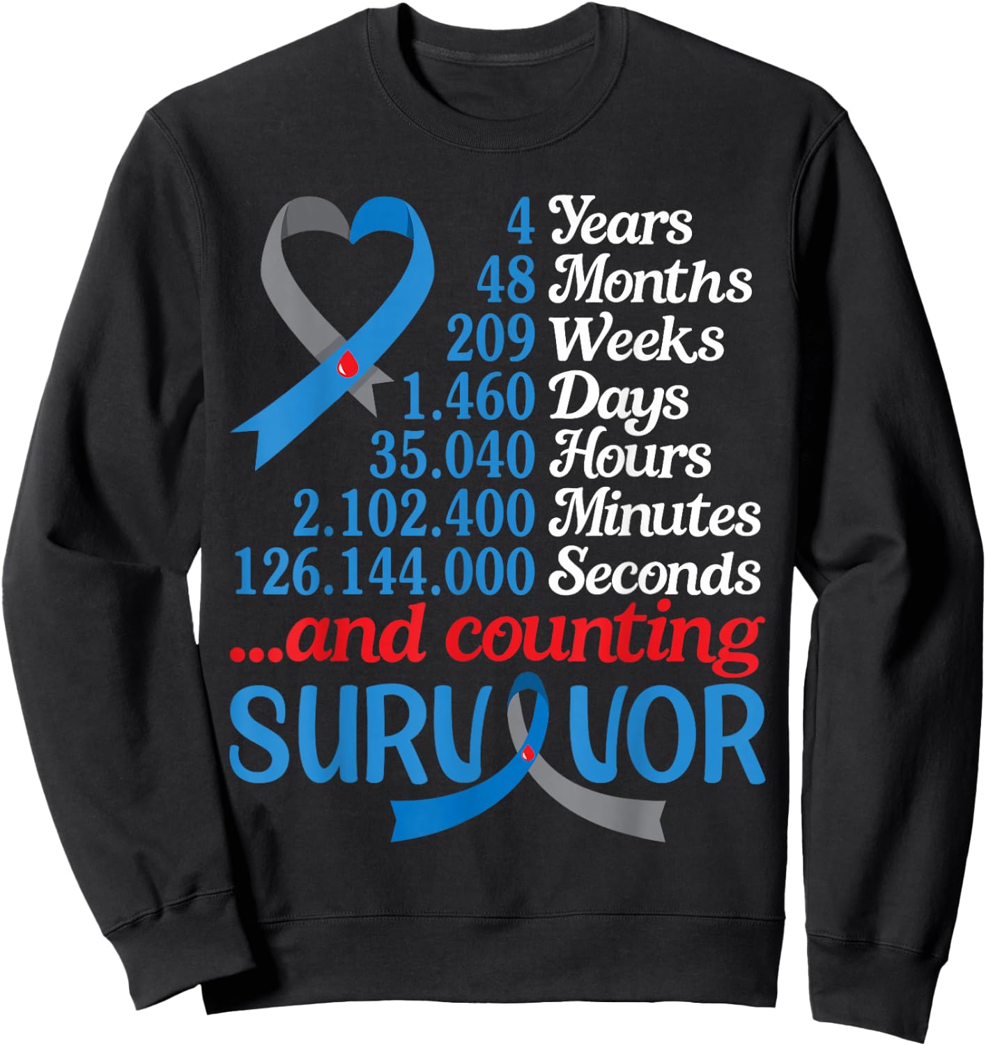 4 Years 48 Months 209 Weeks Diabetes and Counting Survivor Sweatshirt - Sweatshirt | Black