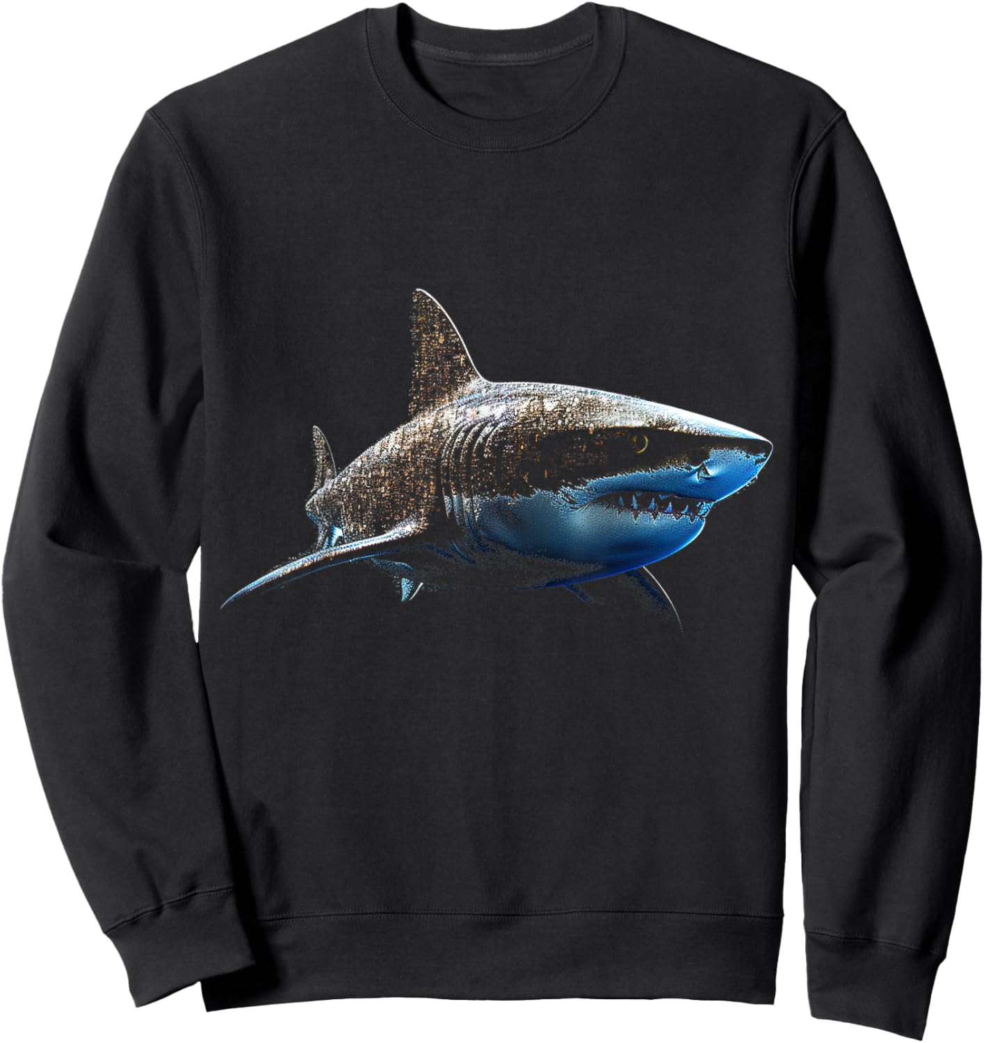 Shark Love Pixel Art Animal Illustration Graphic Shark Sweatshirt - Sweatshirt | Black