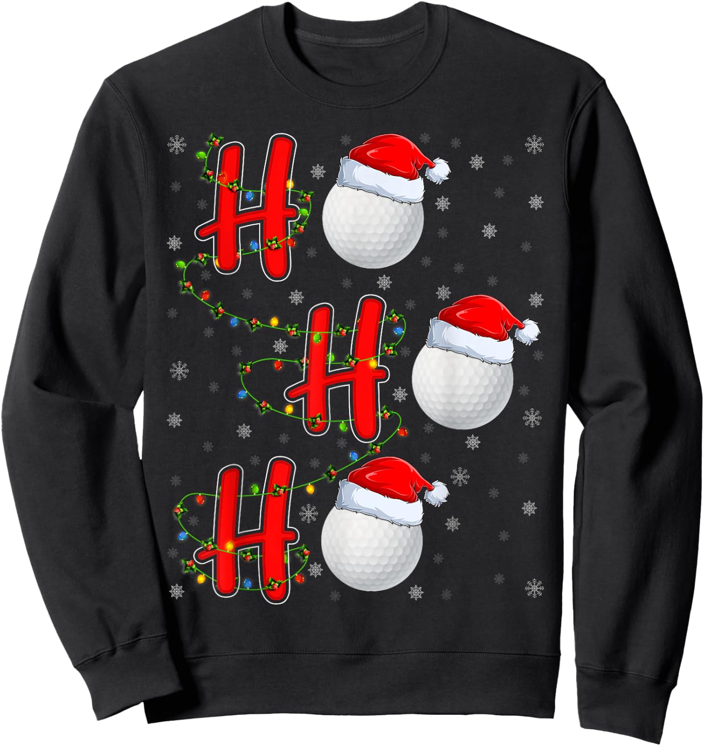 Golf Lighting Xmas Santa Ho Ho Ho Golf Christmas Sweatshirt - Sweatshirt | Black