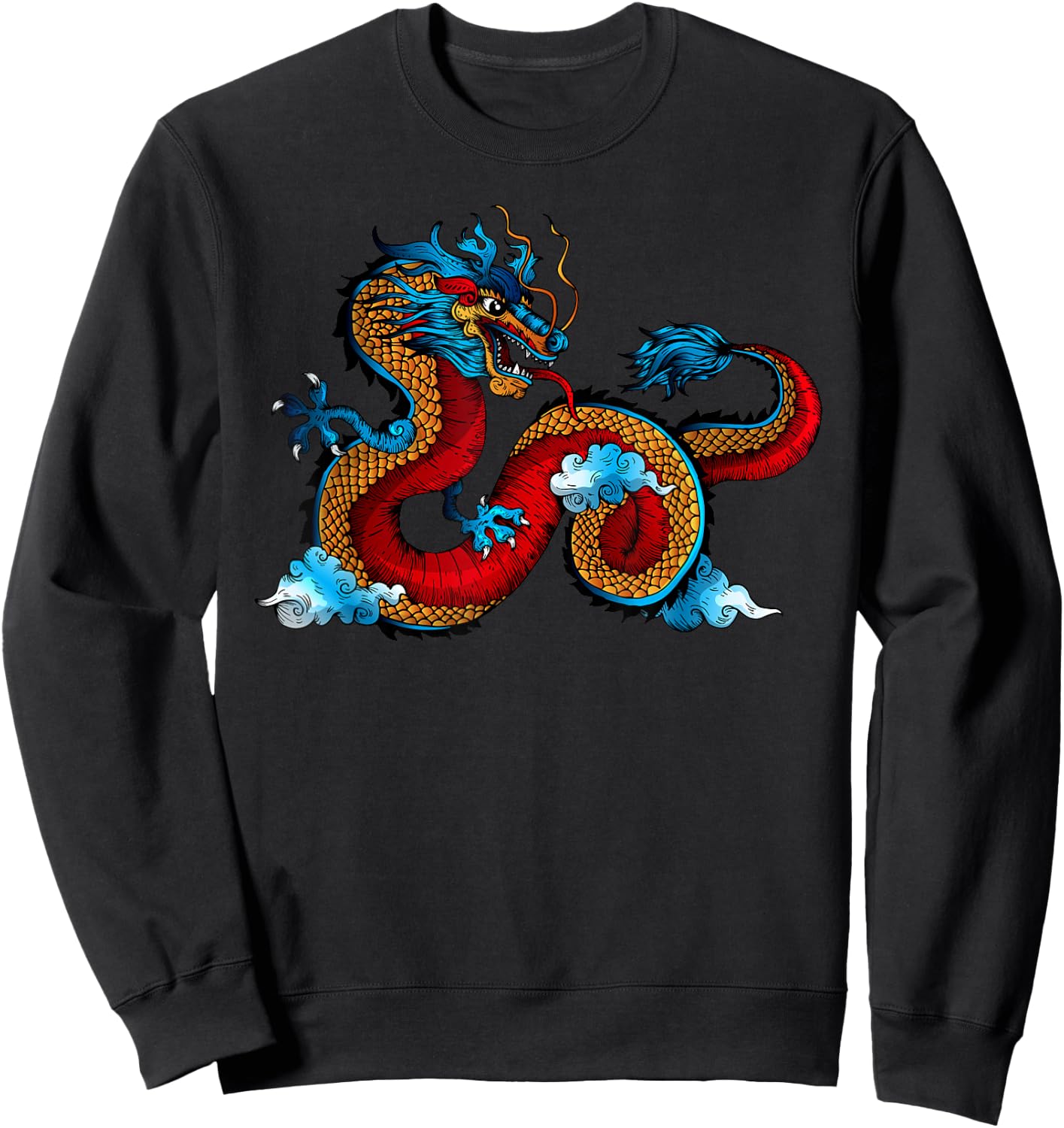 Beautiful Chinese Dragon in The Clouds Art Sweatshirt - Sweatshirt | Black