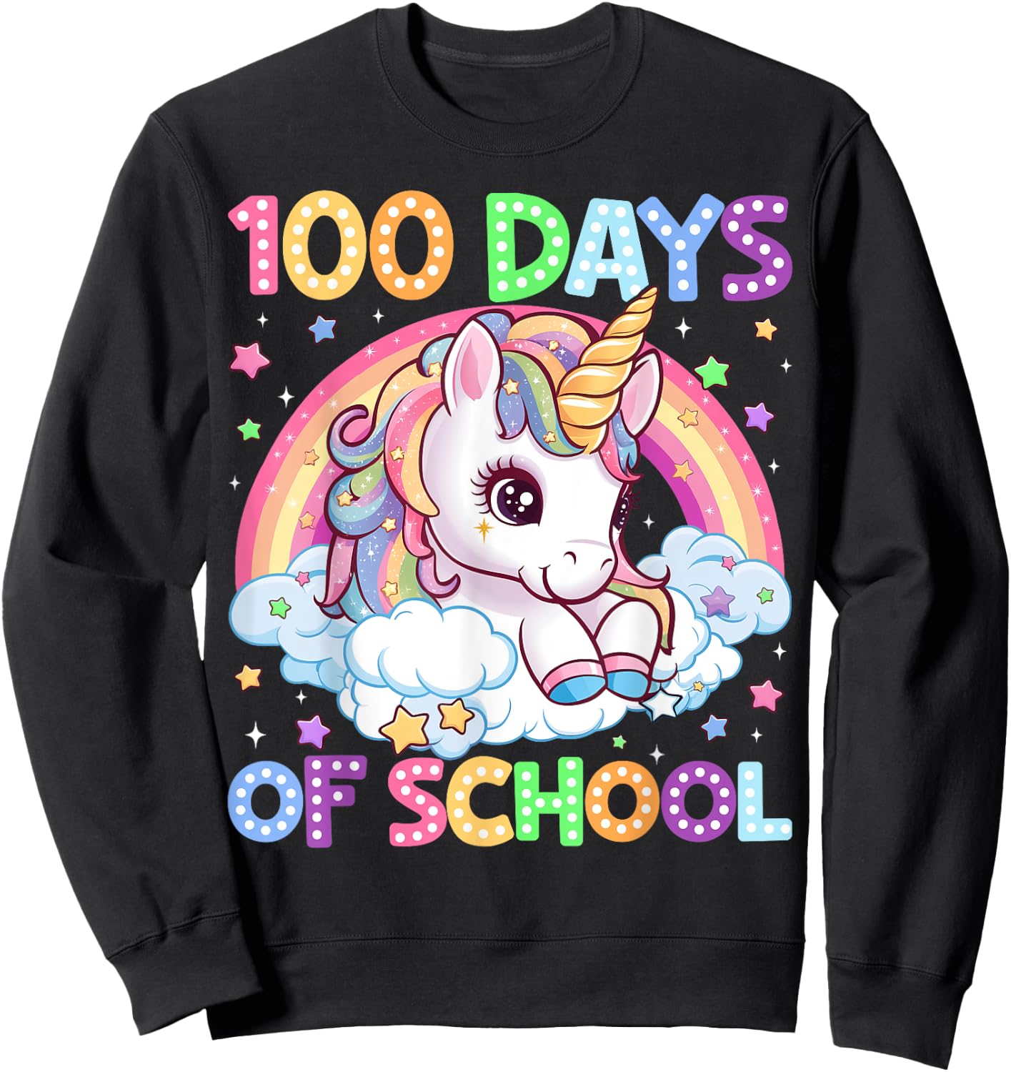 100 Days Of School Unicorn 100th Day Of School Teacher Kids Sweatshirt - Sweatshirt | Black