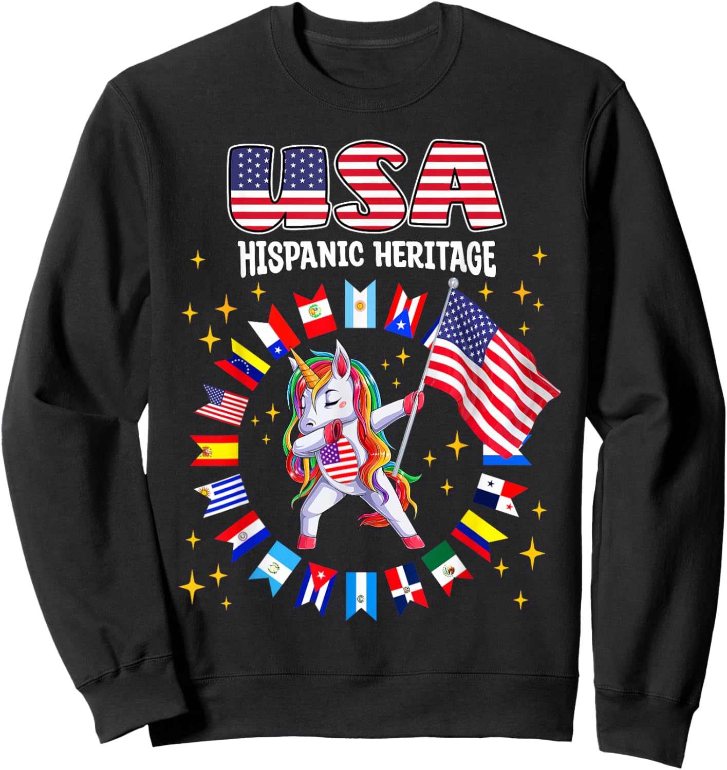 Hispanic Heritage Month USA flag kids boys girls toddler Sweatshirt - Sweatshirt | Black