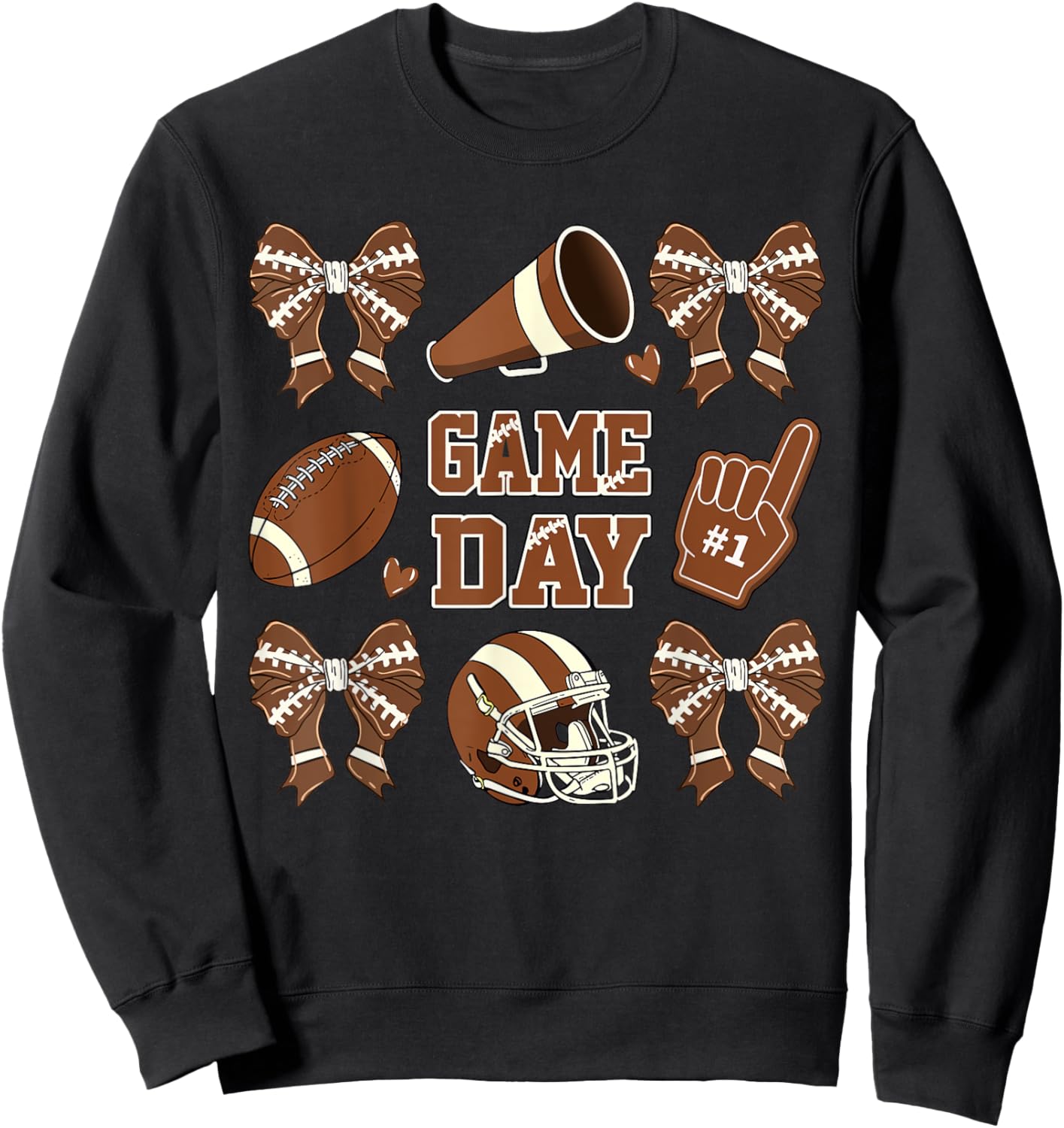 Football Coquette Bow Football Mom Game Day Women Girls Kids Sweatshirt - Sweatshirt | Black