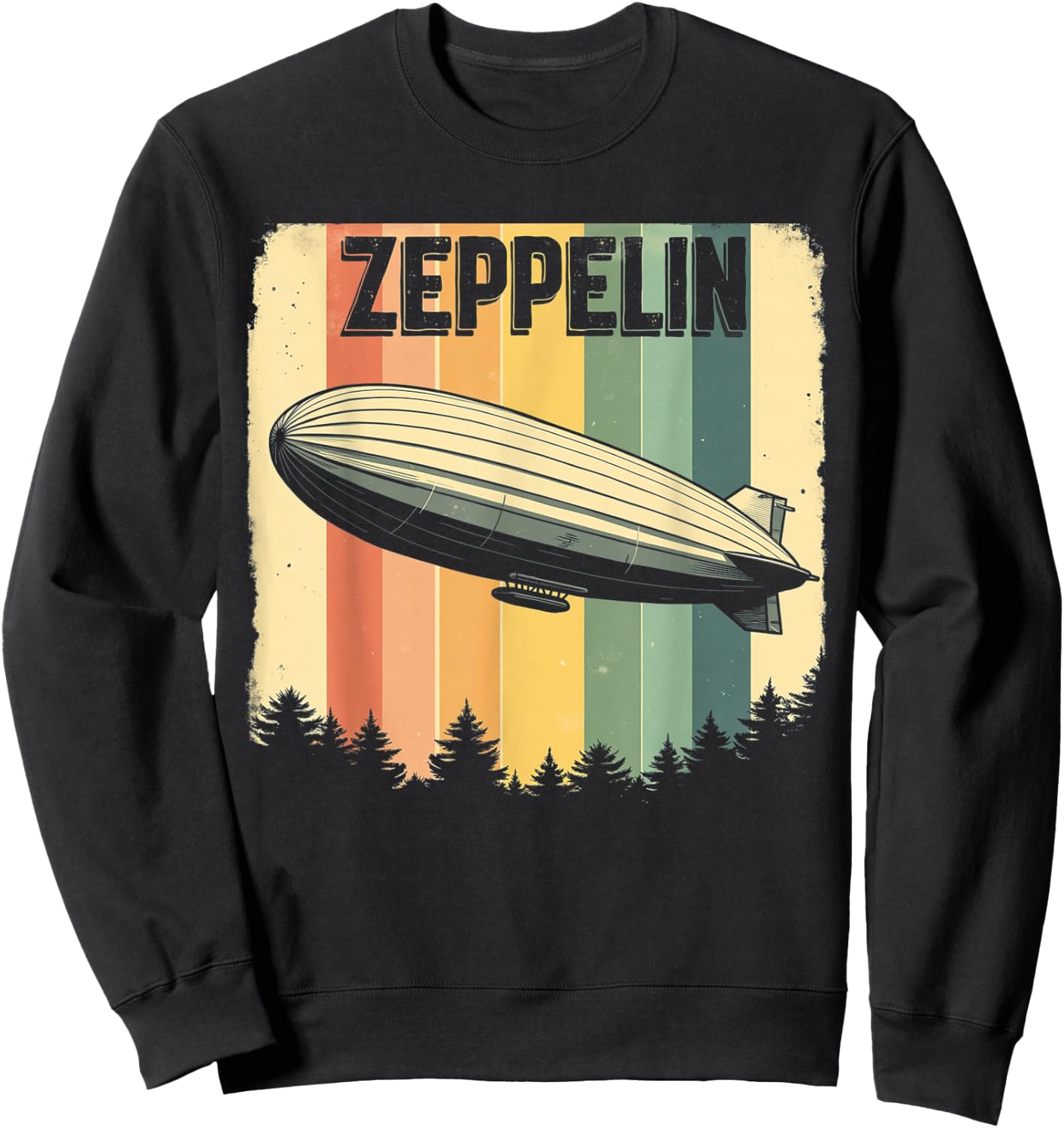 Zeppelin t Shirt Zepelin Vintage 70s 80s Dirigible Airship Sweatshirt - Sweatshirt | Black
