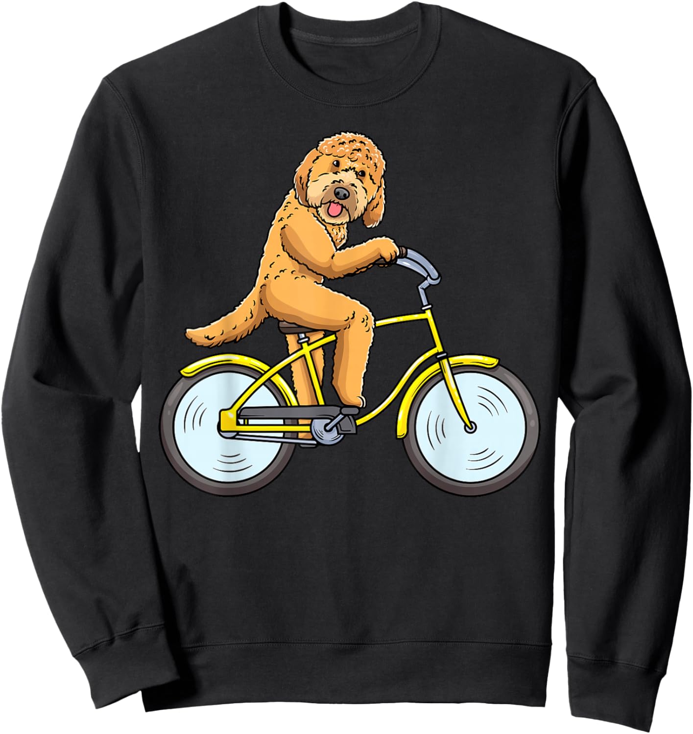 Goldendoodle Dog On Bike Cycling Men Women Girls Kids Sweatshirt - Sweatshirt | Black