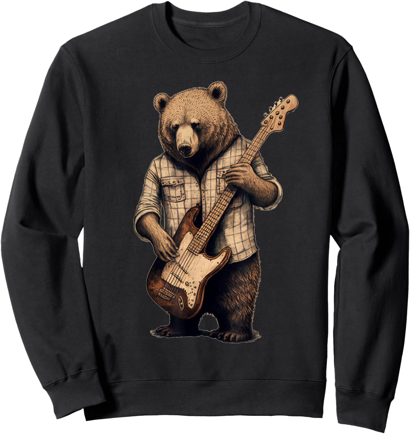Bear Playing Bass Guitar Bear Guitarist Music Lovers Sweatshirt - Sweatshirt | Black