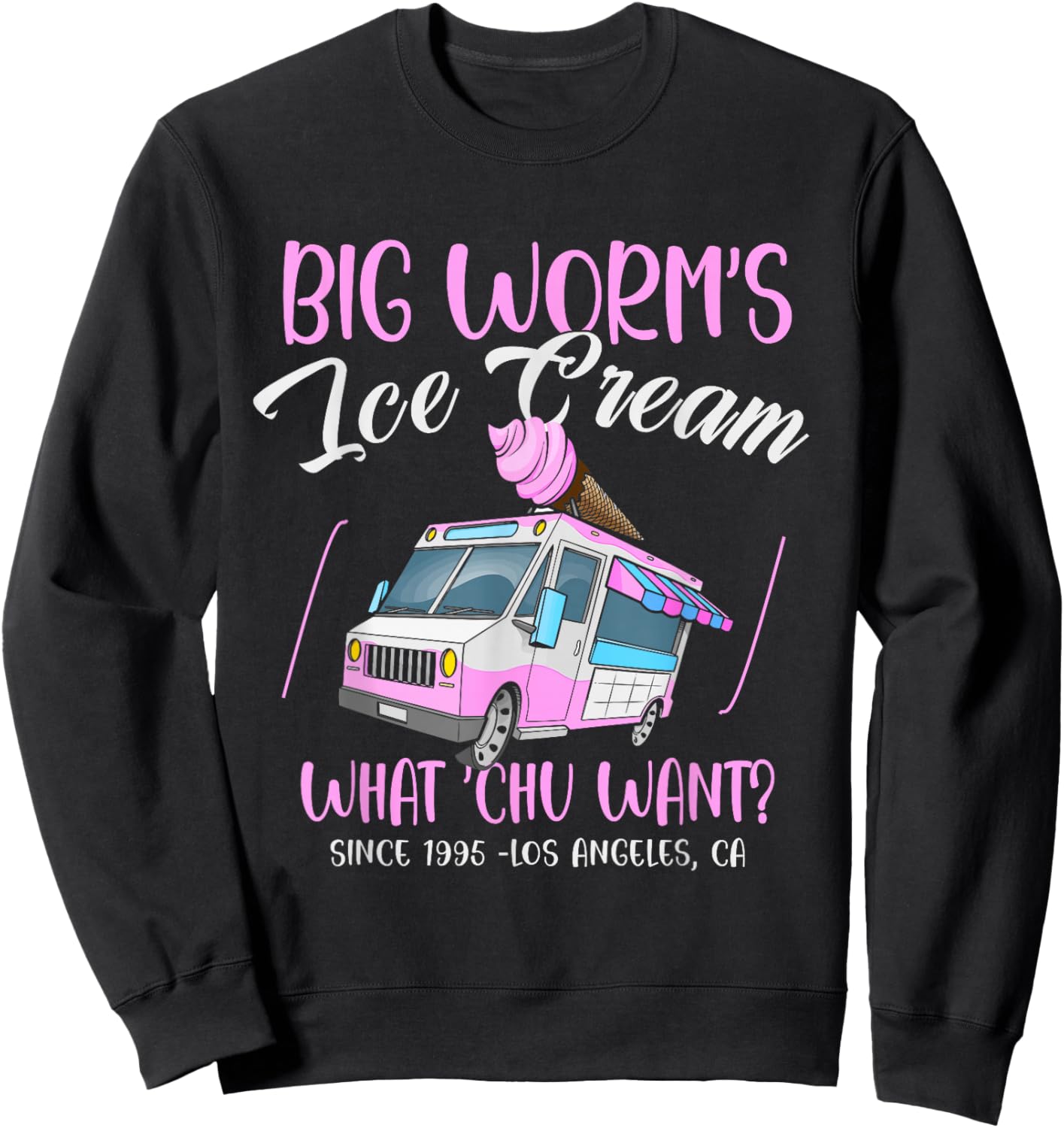 Big Worm's Ice Cream What Chu Want? Hello Summer Sea & Beach Sweatshirt - Sweatshirt | Black