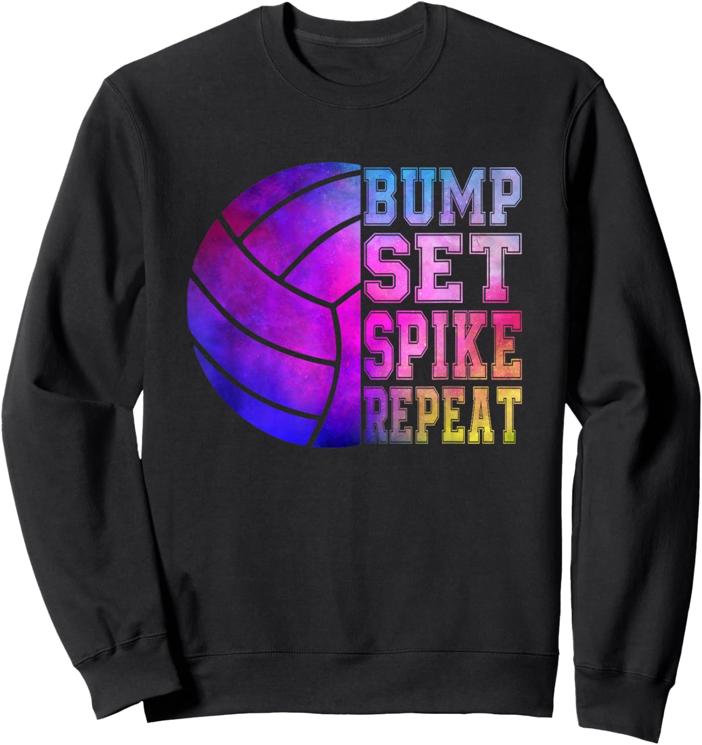 Colorful Teen Girls Volleyball Bump Set Spike Repeat Sweatshirt - Sweatshirt | Black