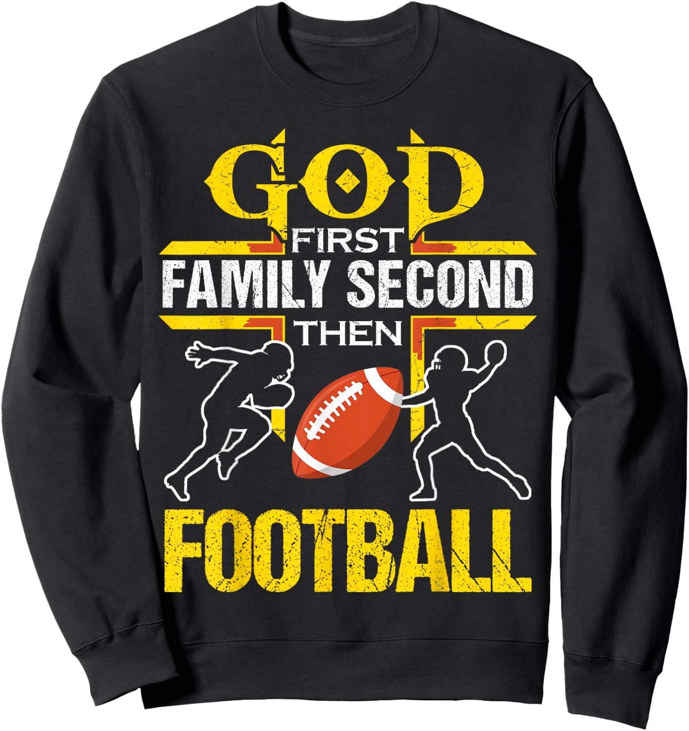 God First Family Second Then Football women Sweatshirt - Sweatshirt | Black