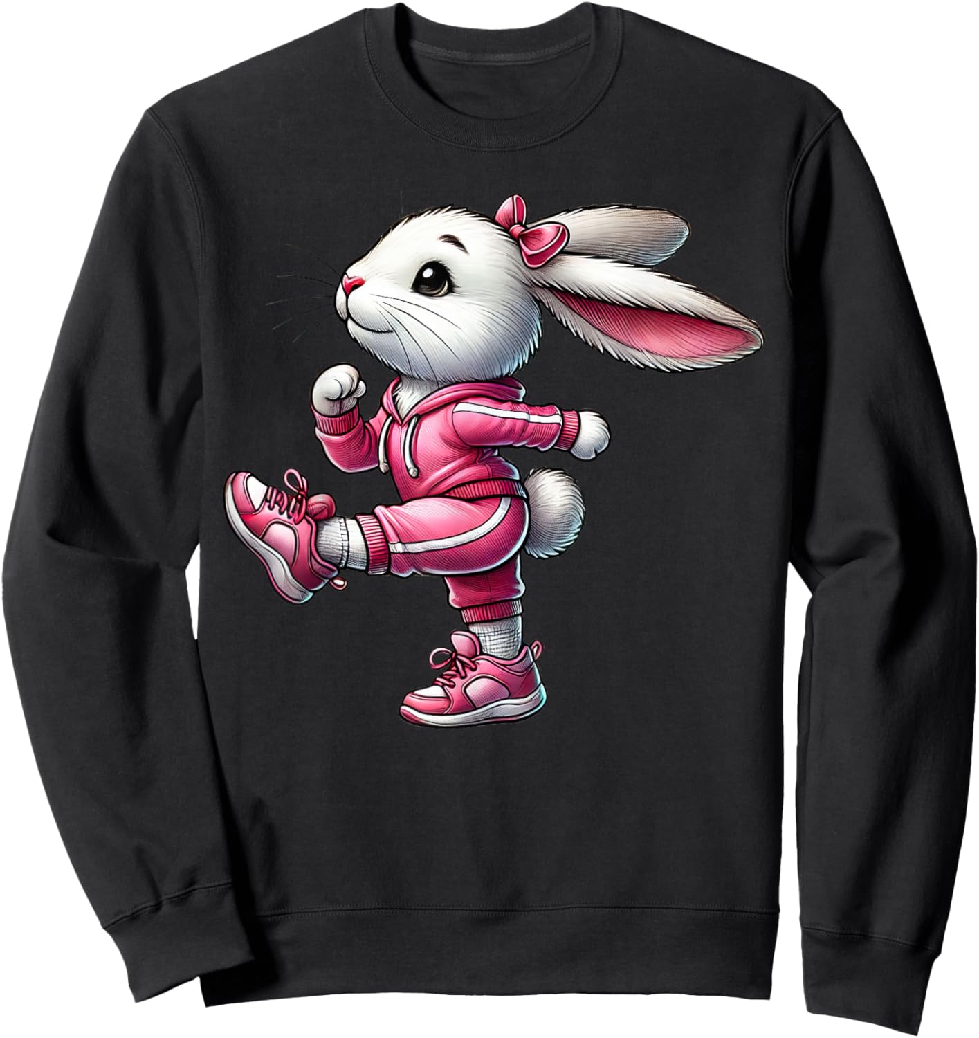 Easter Bunny Exercising Gym Fitness Workout Training Sweatshirt - Sweatshirt | Black