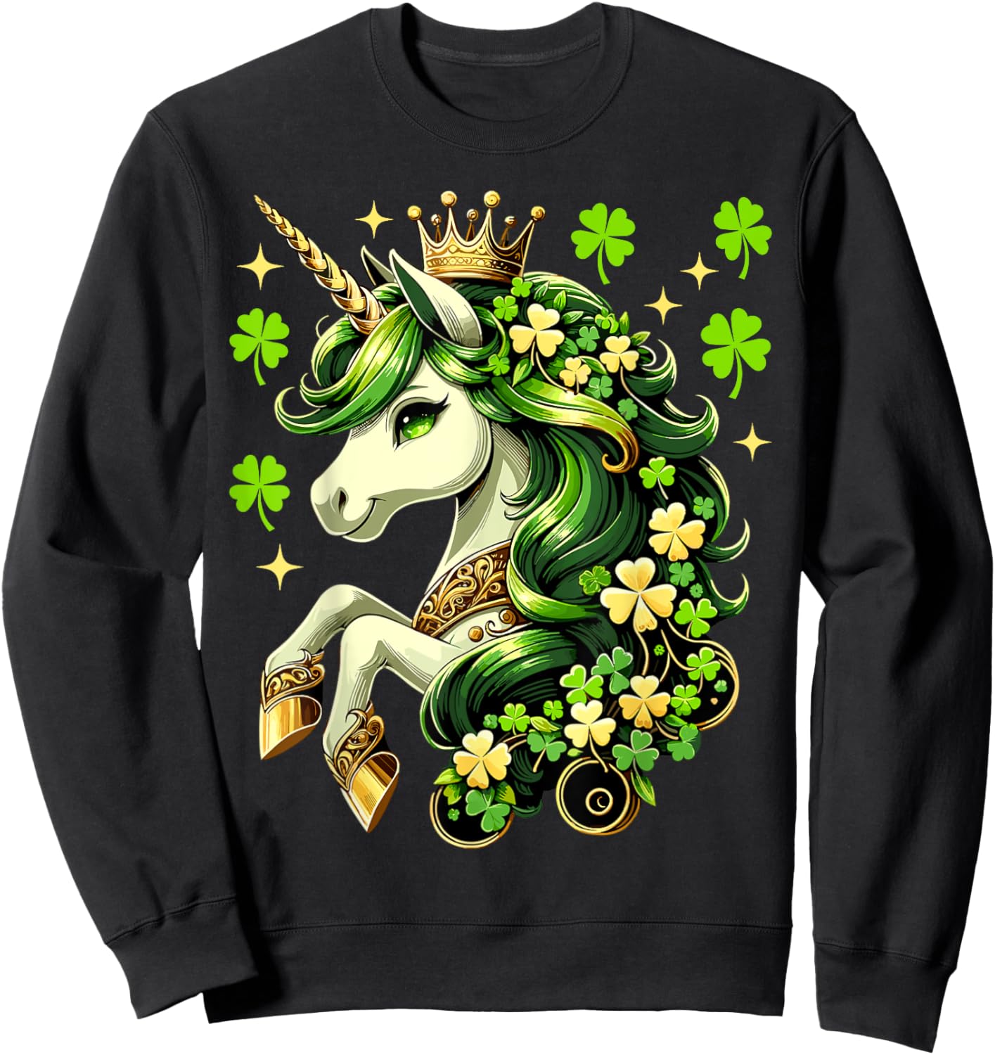 St Patrick Day Unicorn Girls Toddler Lepricorn Unicorn Sweatshirt - Sweatshirt | Black