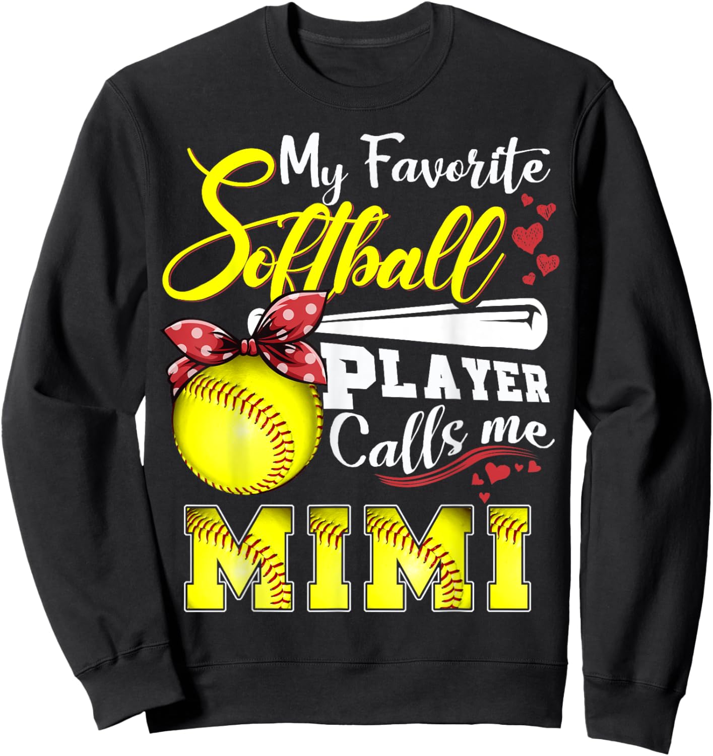 My Favorite Softball Player calls me Mimi Mothers day Sweatshirt - Sweatshirt | Black