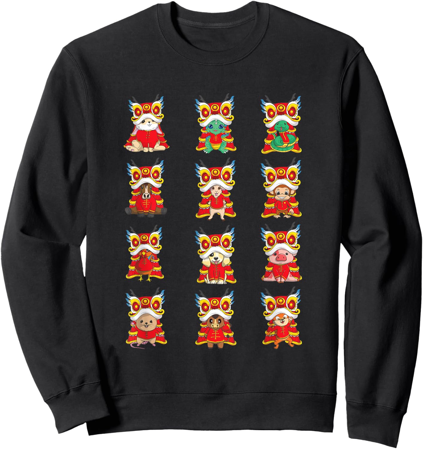 Chinese New Year Lunar Zodiac Signs Kids Boy Girl Sweatshirt - Sweatshirt | Black