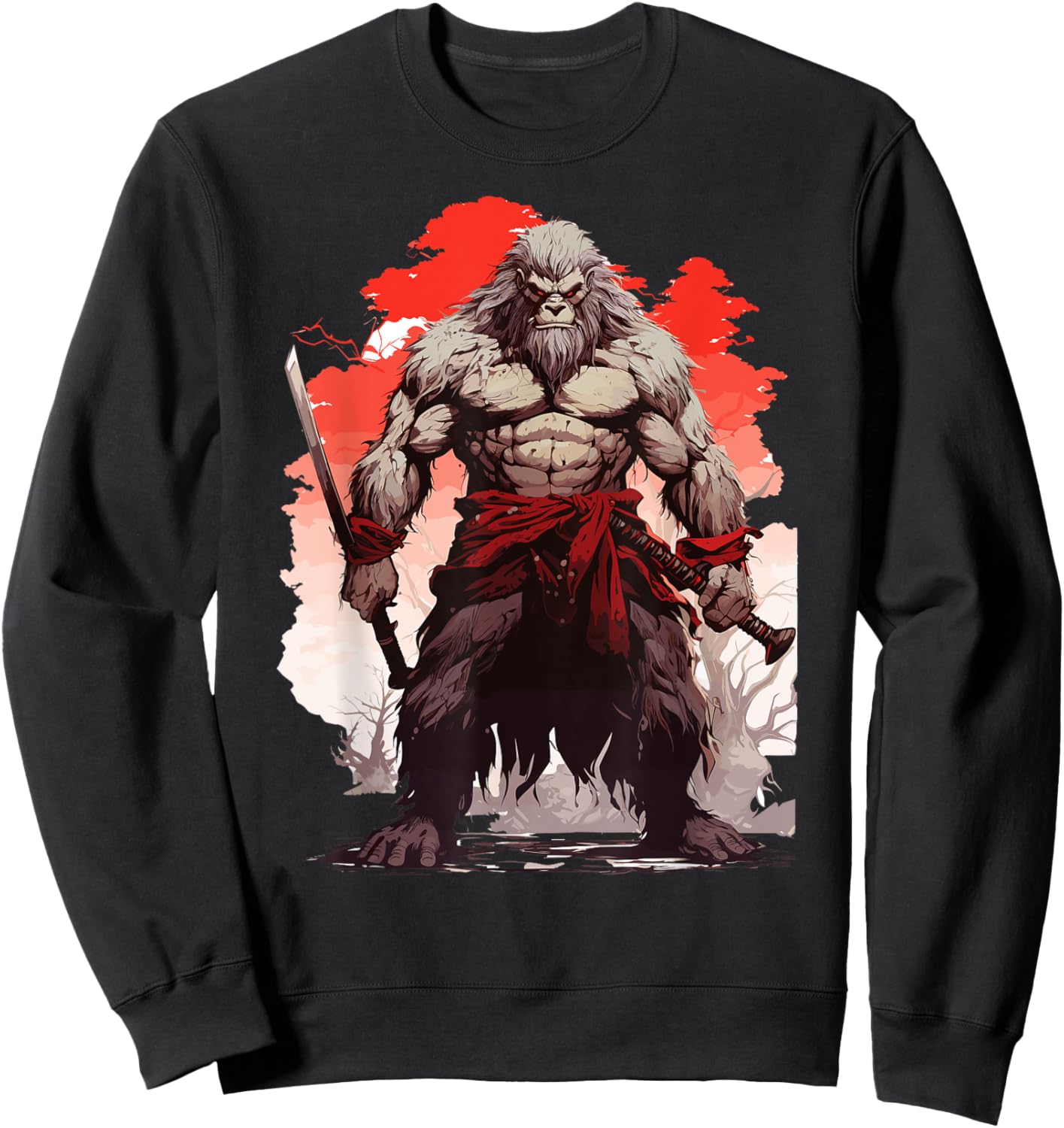 Samurai Bigfoot Warrior Japanese Ninja Bigfoot Kawaii Sweatshirt - Sweatshirt | Black