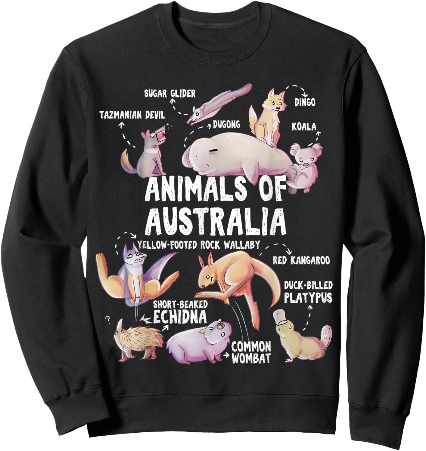 Animals Of Australia Australian Animal Educational Gift Cute Sweatshirt - Sweatshirt | Black