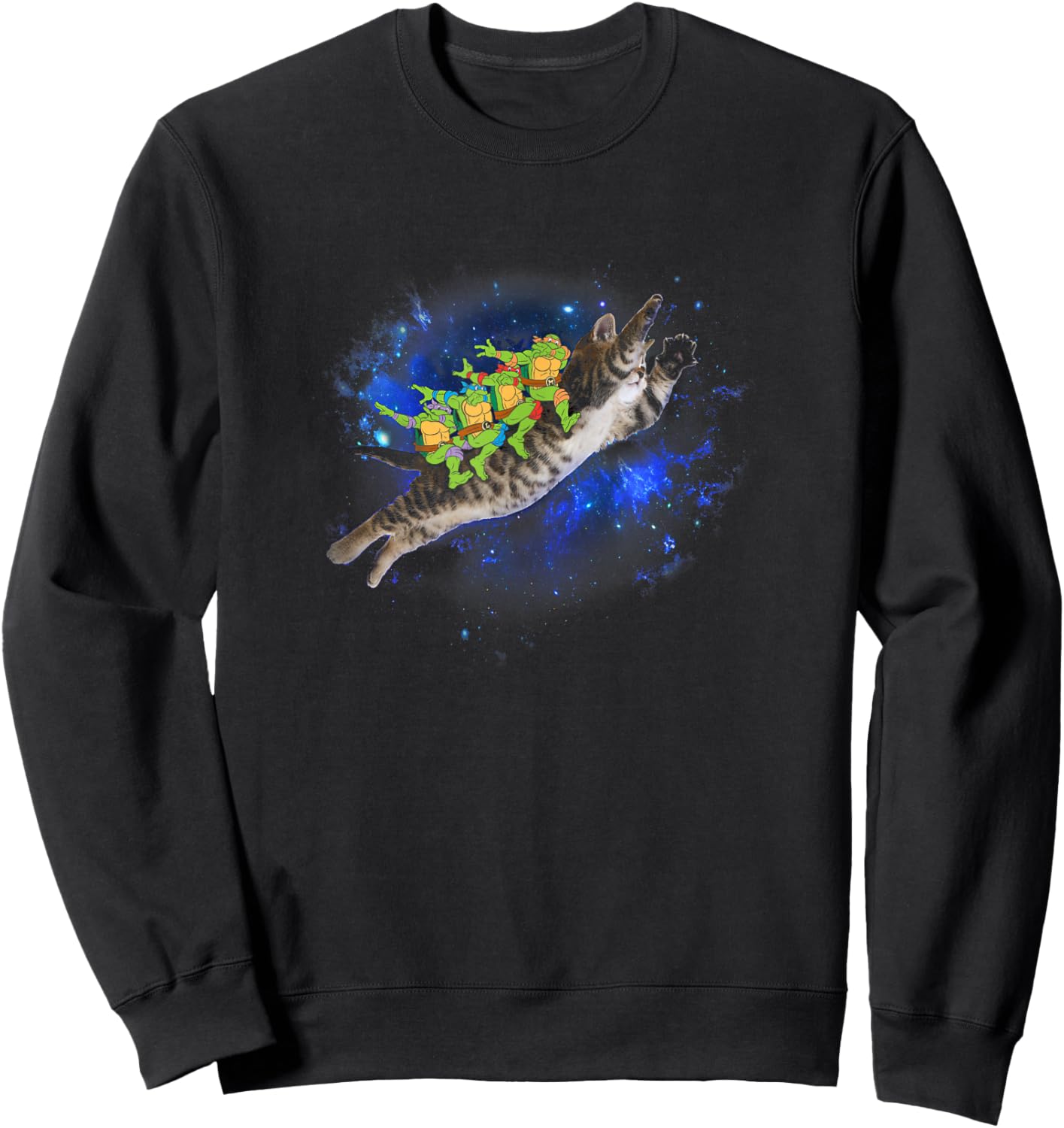 Teenage Mutant Ninja Turtles Power Dab Riding Cosmic Cat Sweatshirt - Sweatshirt | Black