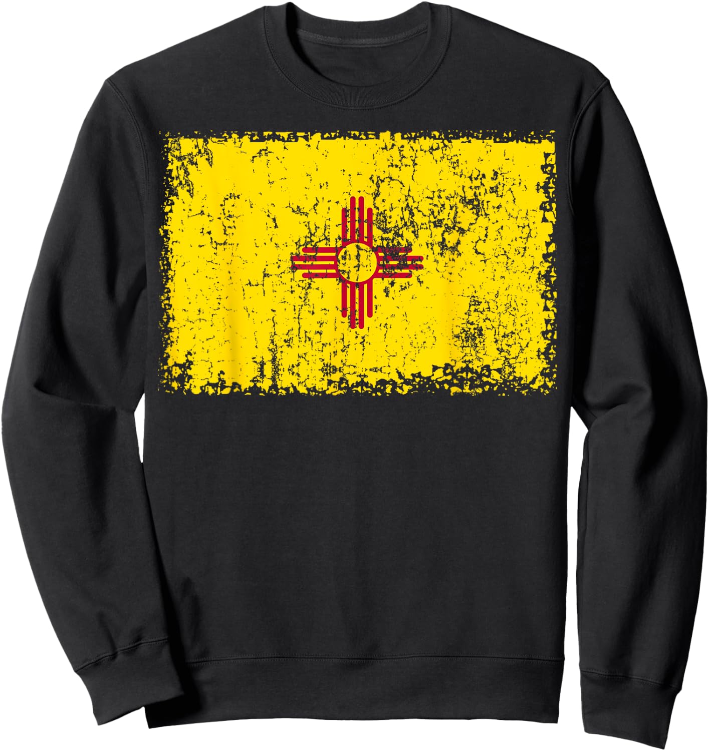 Vintage Zia Sun Distressed Zia Sun New Mexico Flag Sweatshirt - Sweatshirt | Black