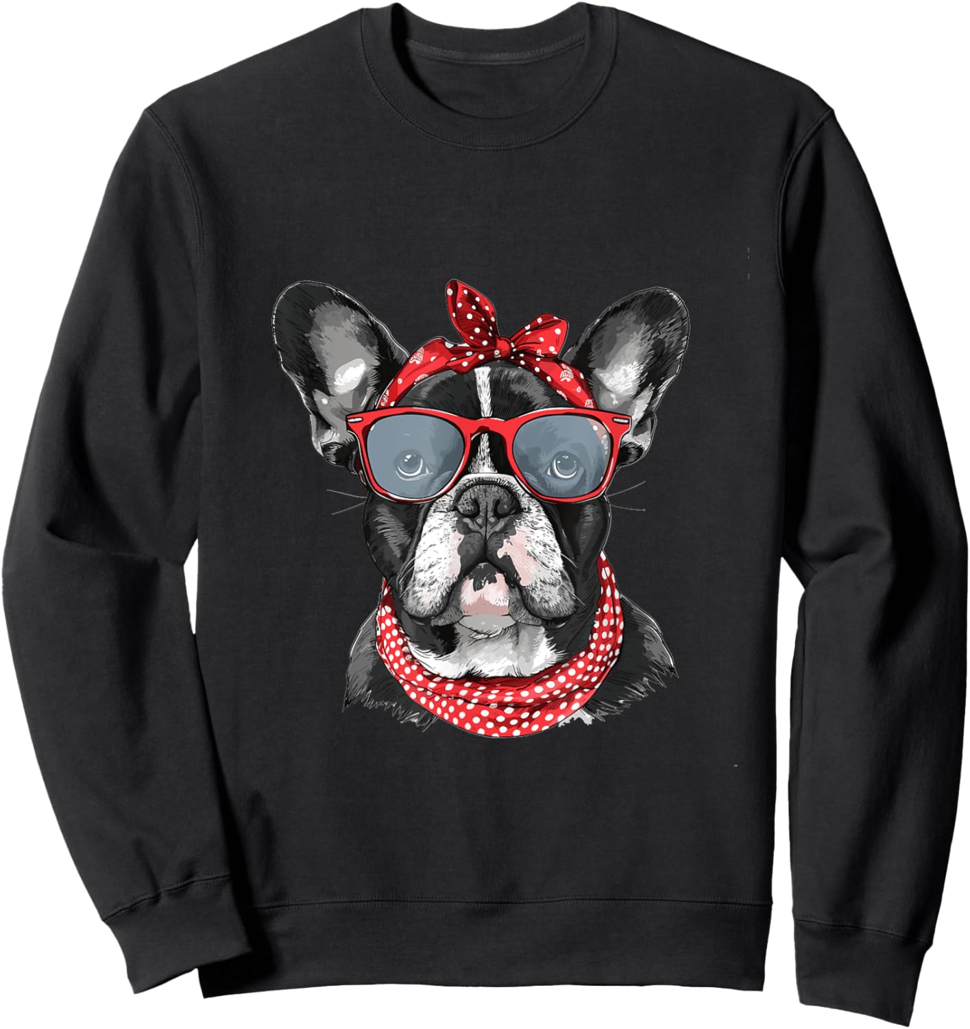 French Bulldog Frenchie Dog Mom Bandana Mothers Day Graphic Sweatshirt - Sweatshirt | Black