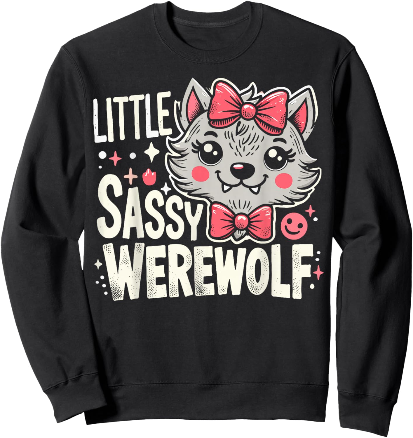 Kids Little Sassy Werewolf Halloween Costume For Girls Women Sweatshirt - Sweatshirt | Black