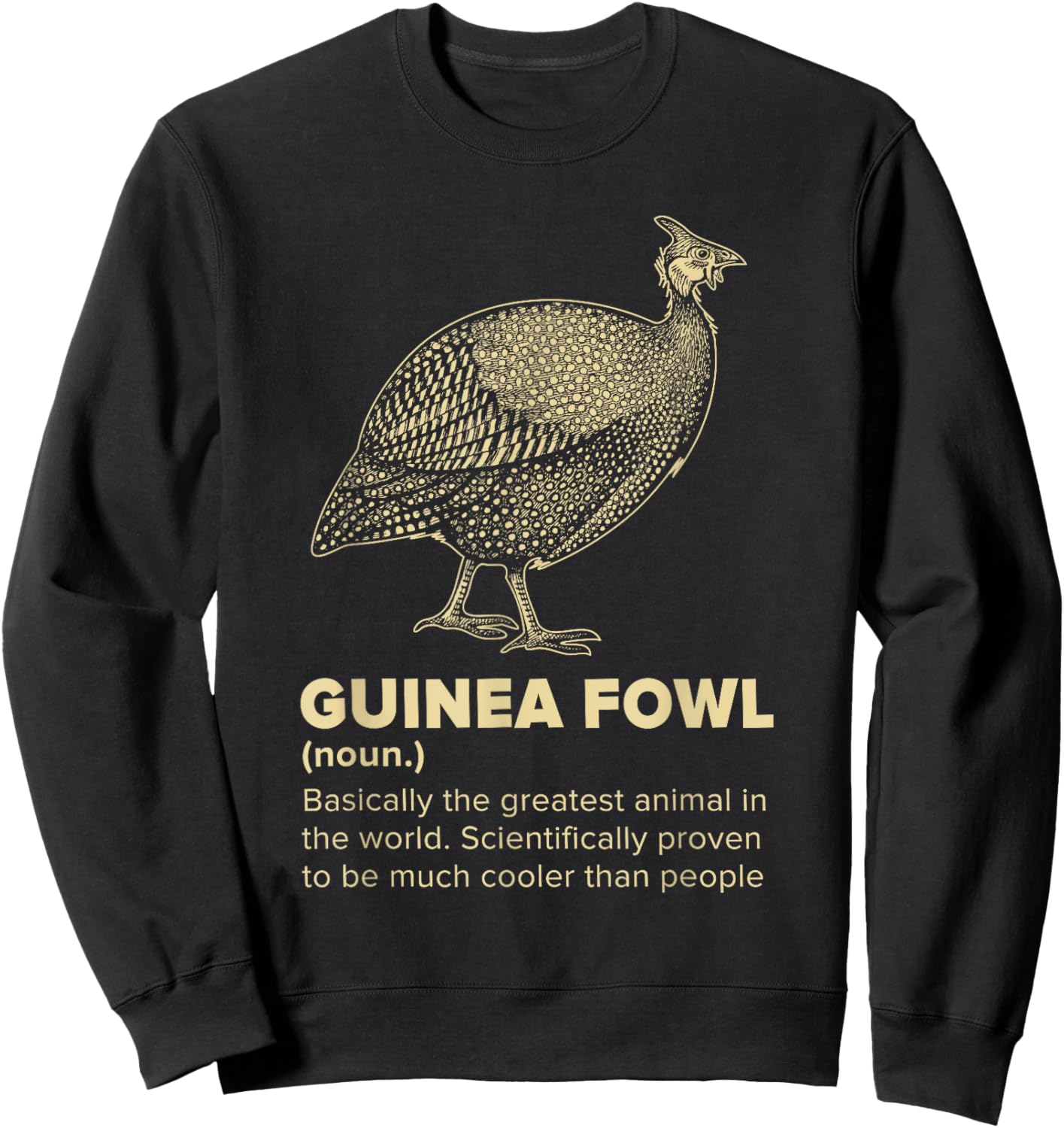 Guinea Fowl Funny Farm Bird Design -Kids Black Cotton Small Sweatshirt - Sweatshirt | Black