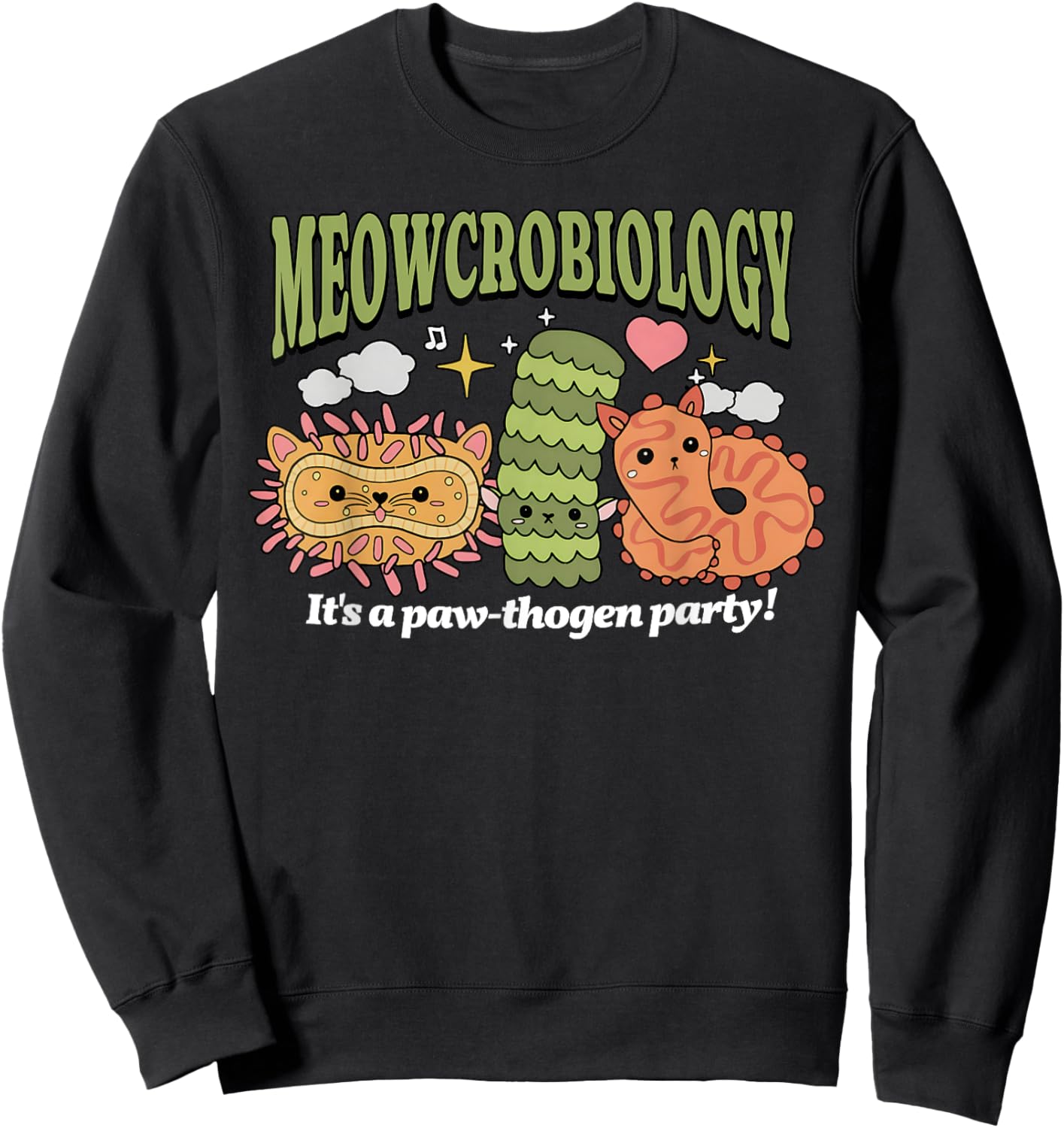 Meowcrobiology Microscopic Cats Science Pet School Biology Sweatshirt - Sweatshirt | Black