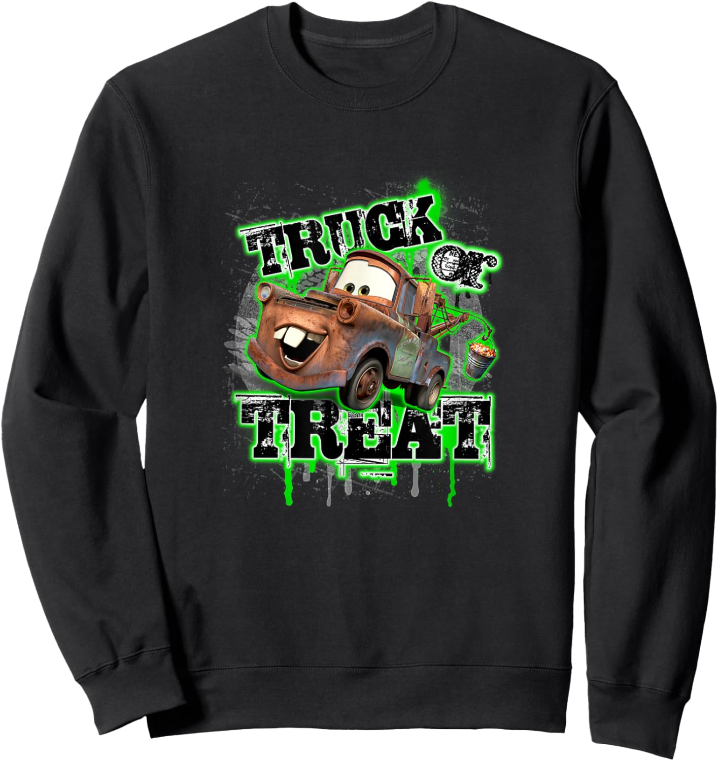 Disney Pixar Cars Halloween Truck Or Treat Mater Portrait Sweatshirt - Sweatshirt | Black